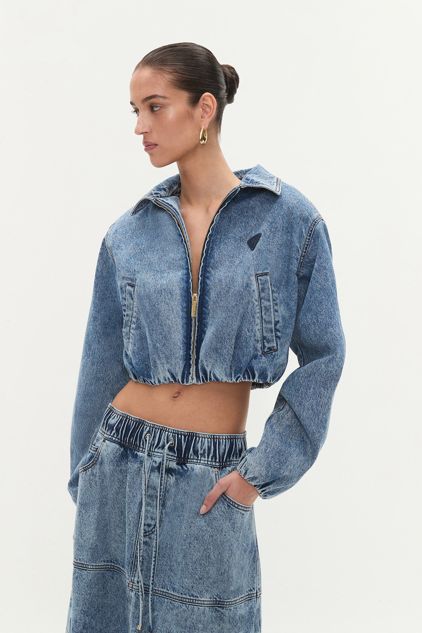 Blues Denim Cargo Bomber