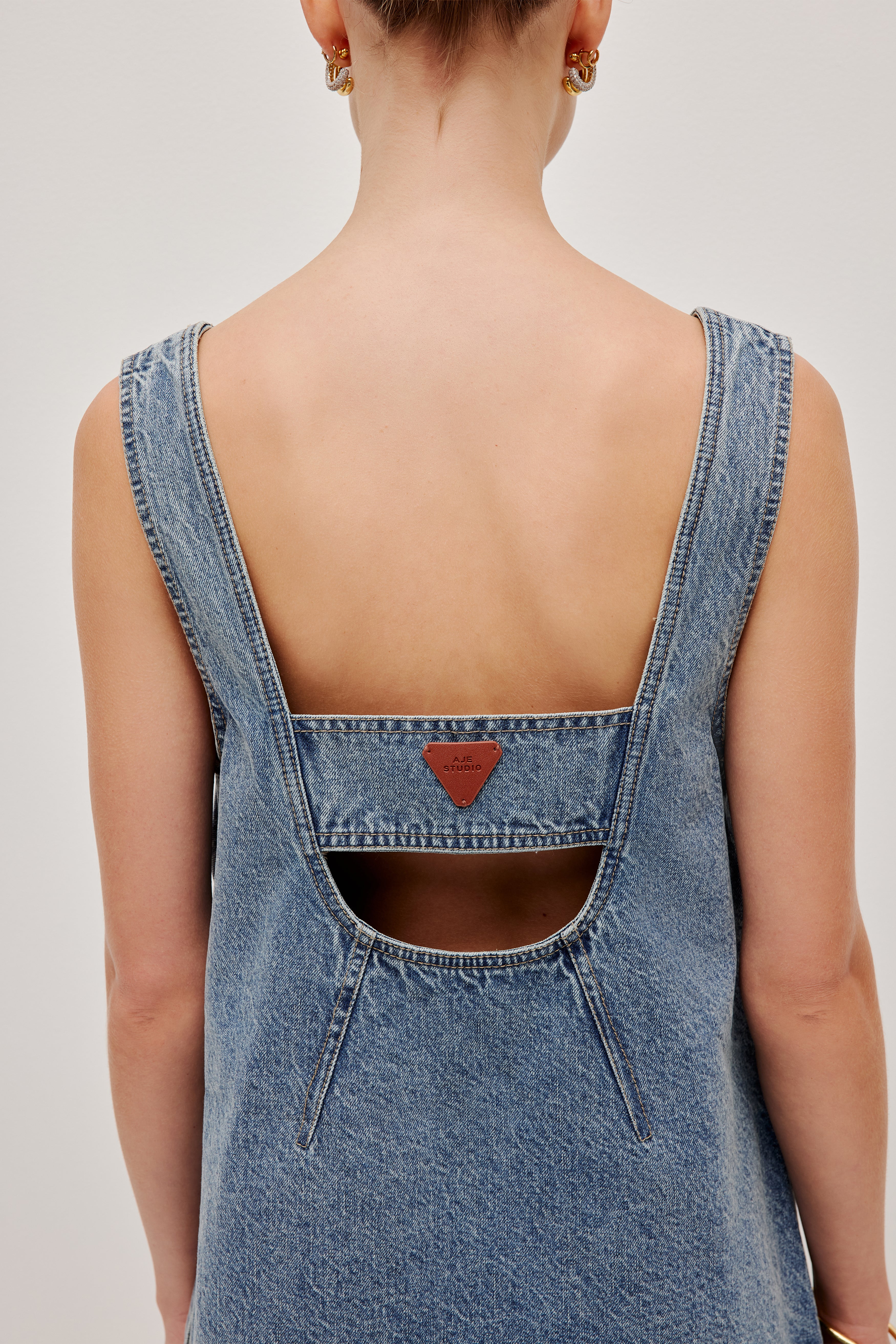 aje denim dress Blues Denim Mini Dress-90'S WASH / 4