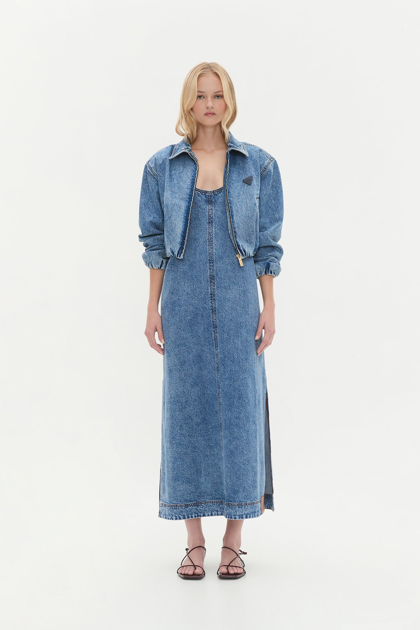 aje blue midi dress Agatha Knot Waist Midi Dress-POWDER BLUE / 4