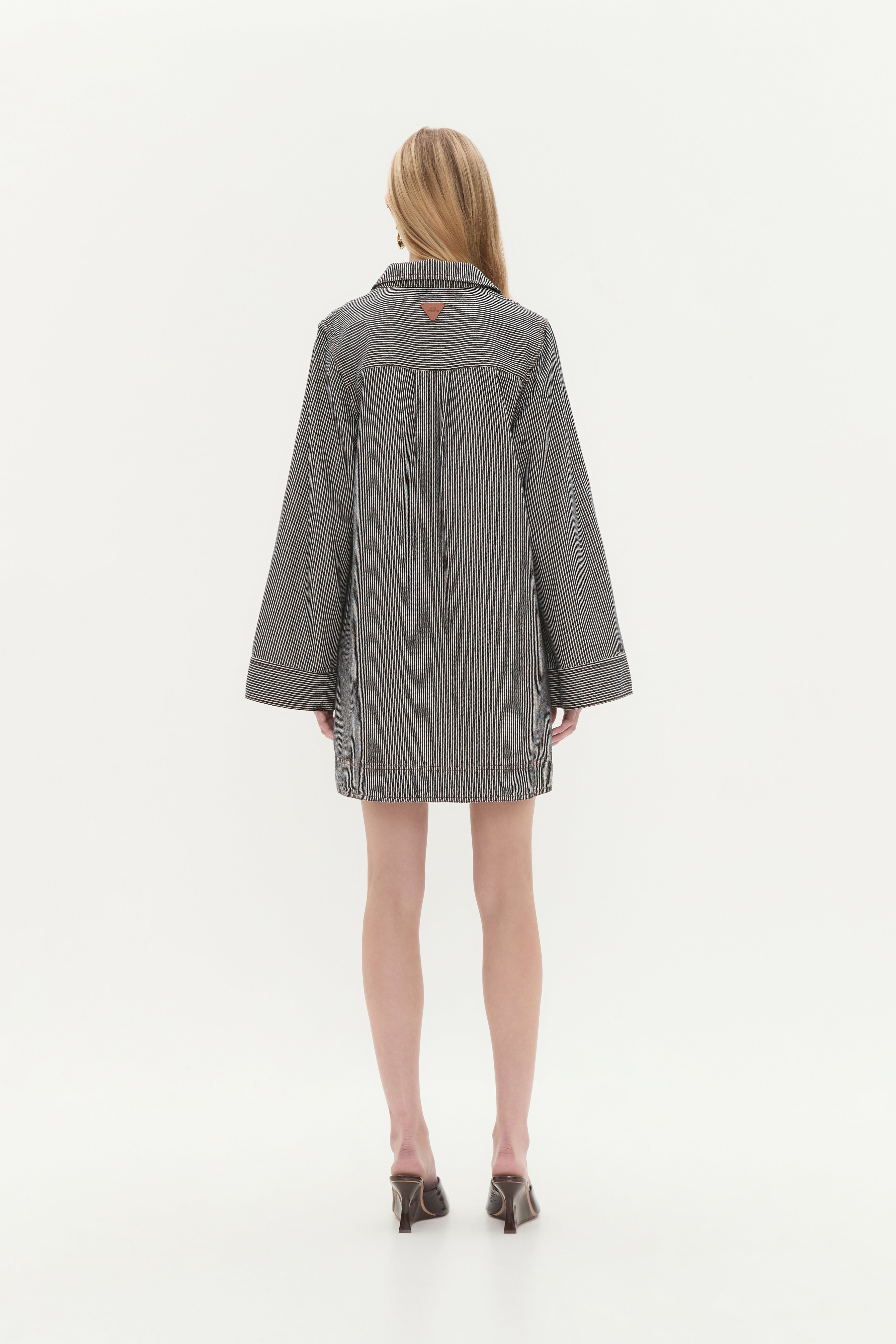 aje studio denim dress Airlie Mini Shirt Dress-BLUE WASH / 4