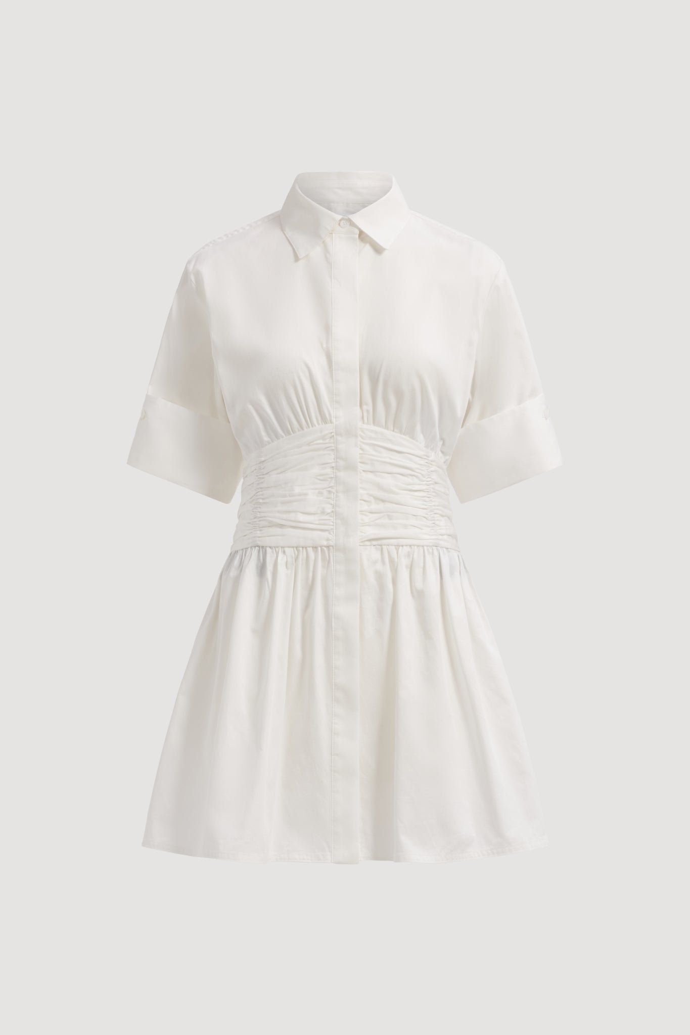 aje white shirt dress Aje Belted Embellished Printed Denim Mini Shirt Dress In White - 60% Off
