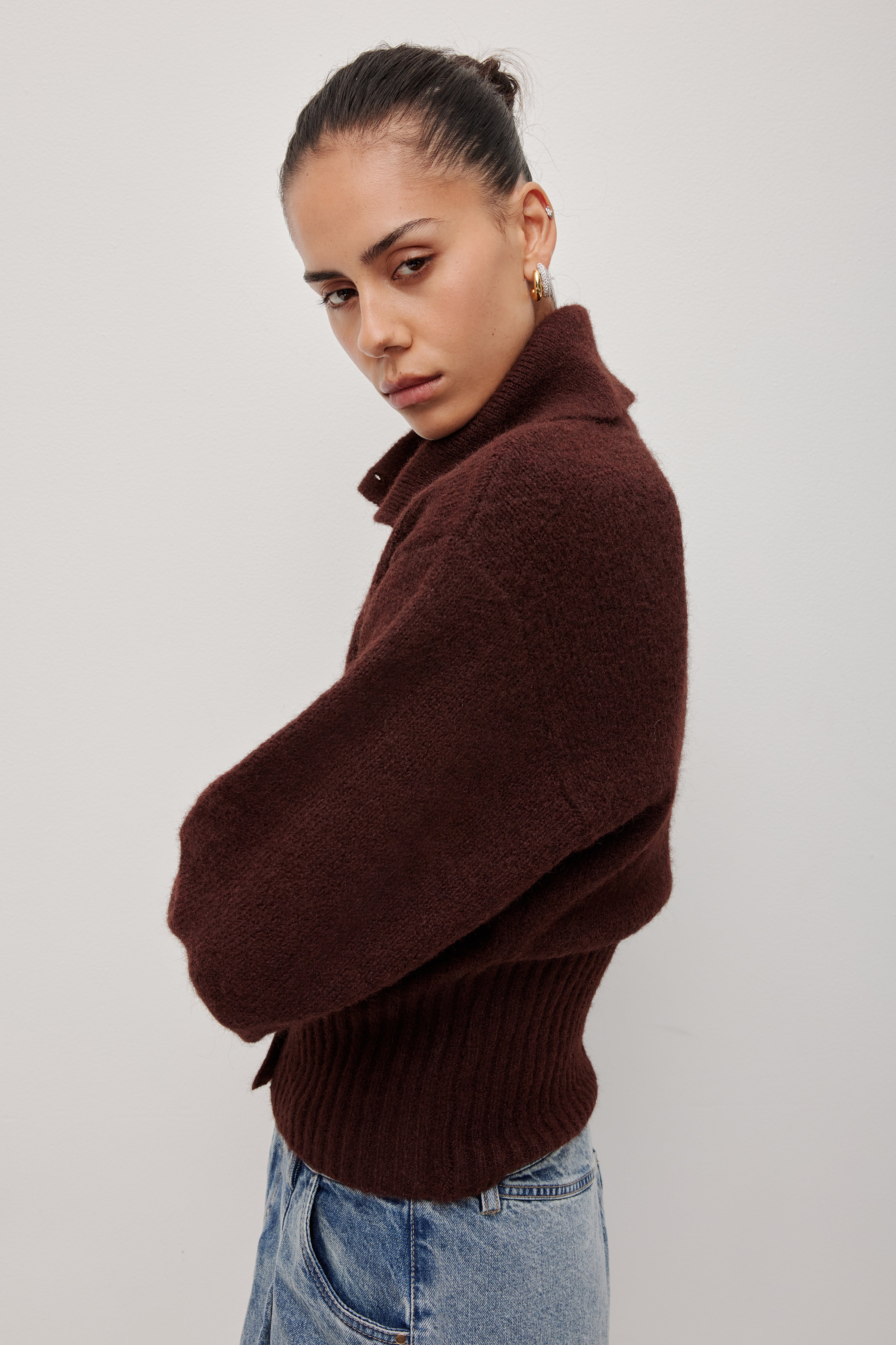 Leni Collared Cardigan | Garnet | Aje Studio – Aje International