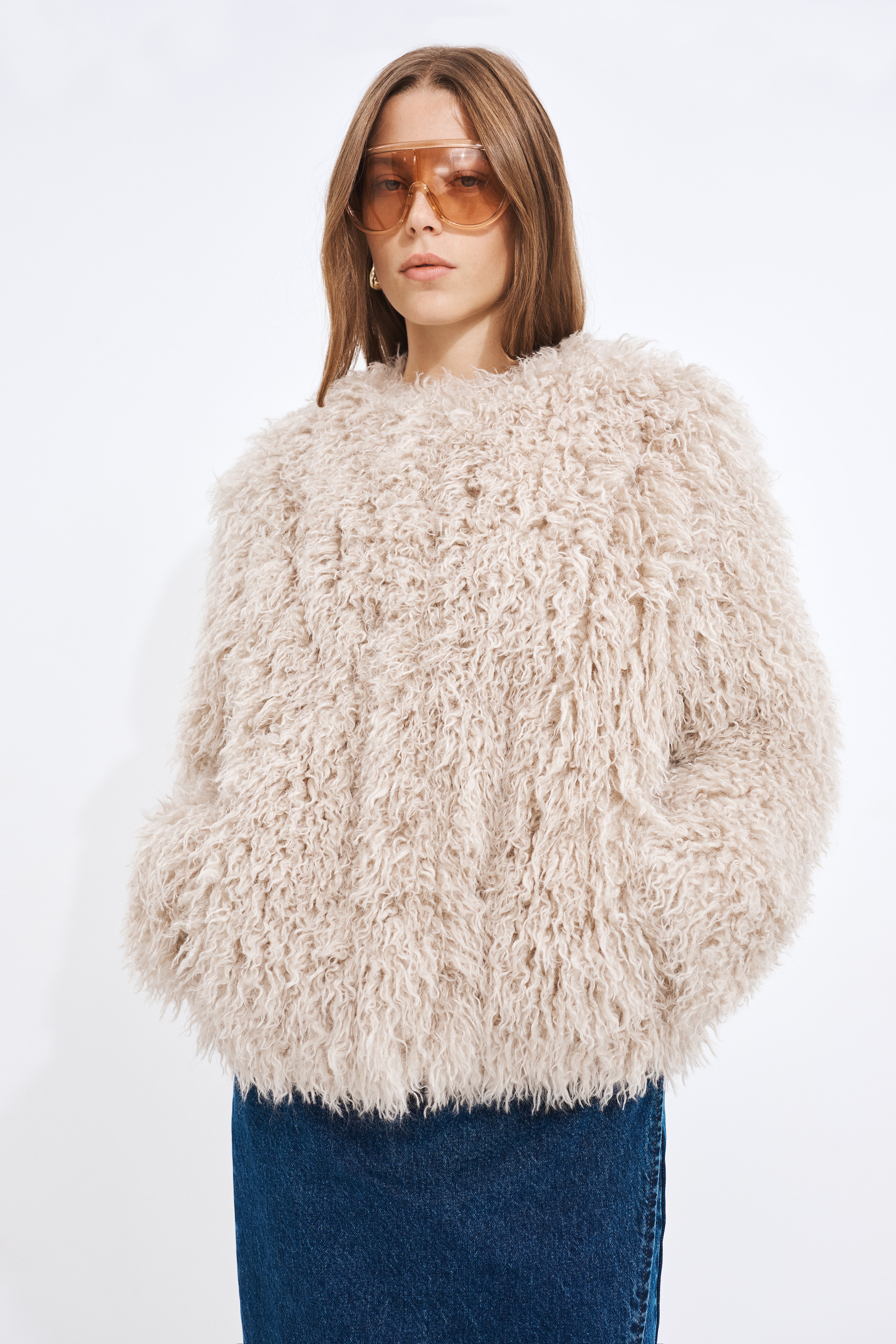 Misha Fluffy Coat | Cream | Aje Studio – Aje International