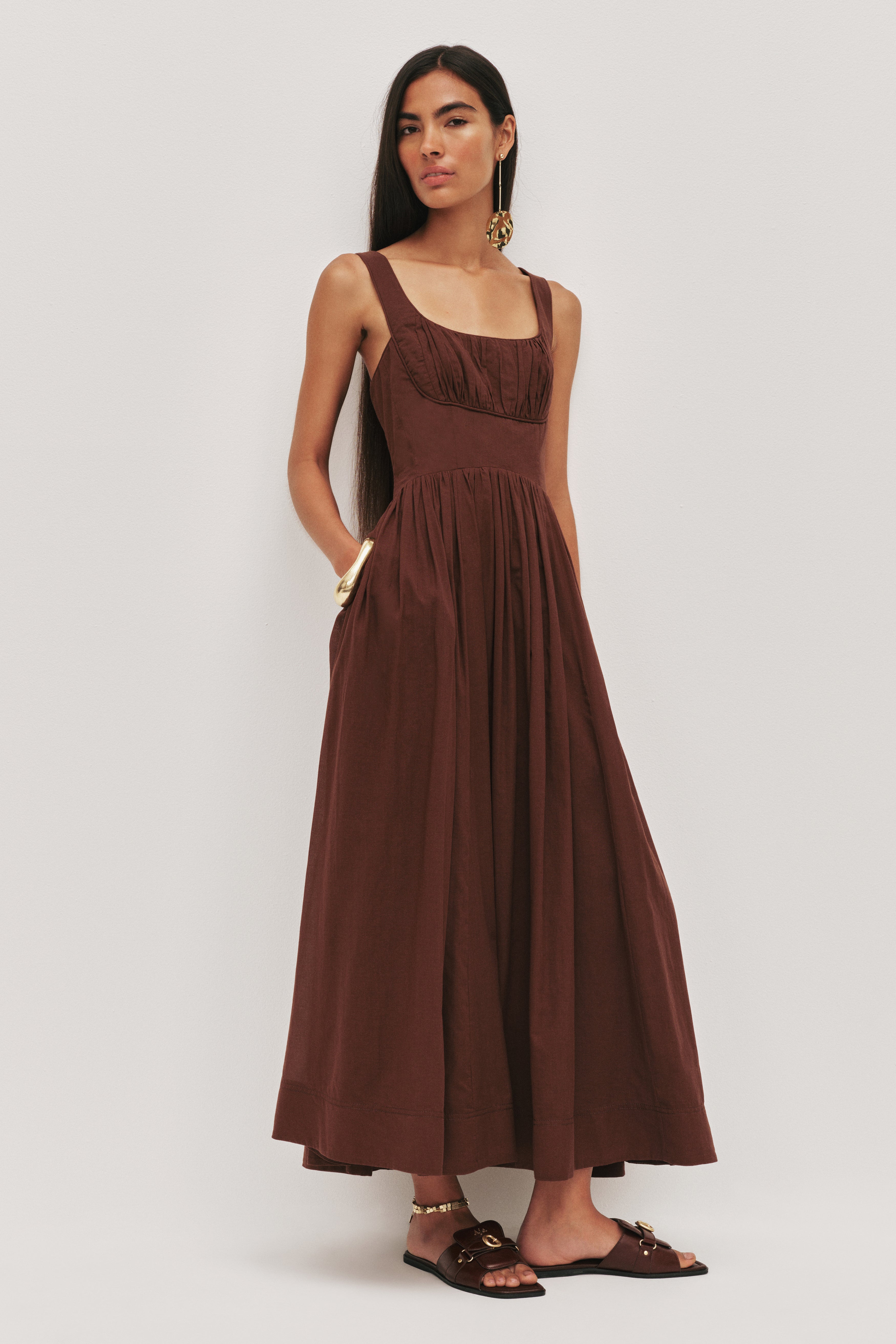 Sunny Midi Dress-CHOCOLATE / 4