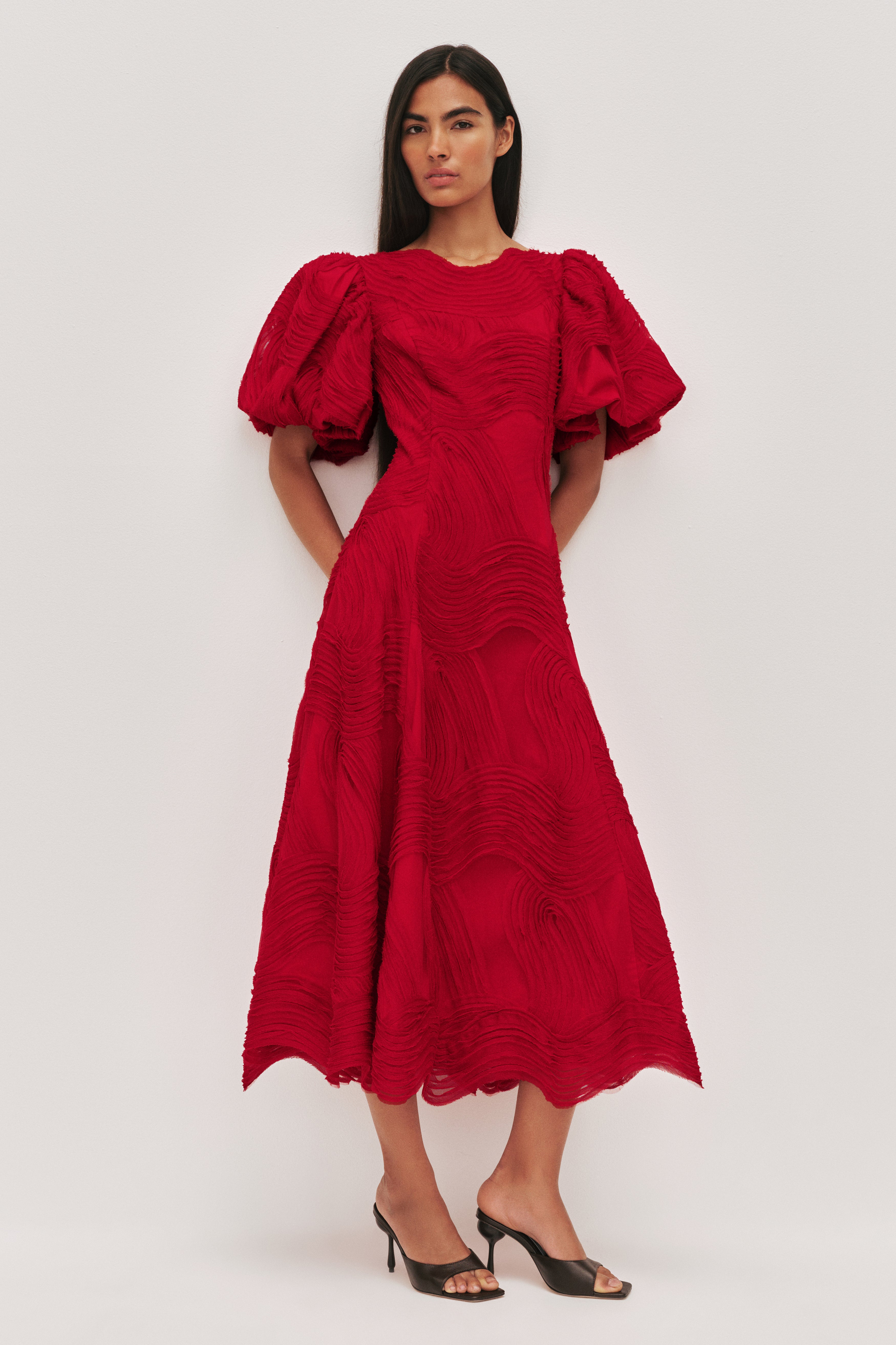 Wave Midi Dress-SCARLET RED / 4