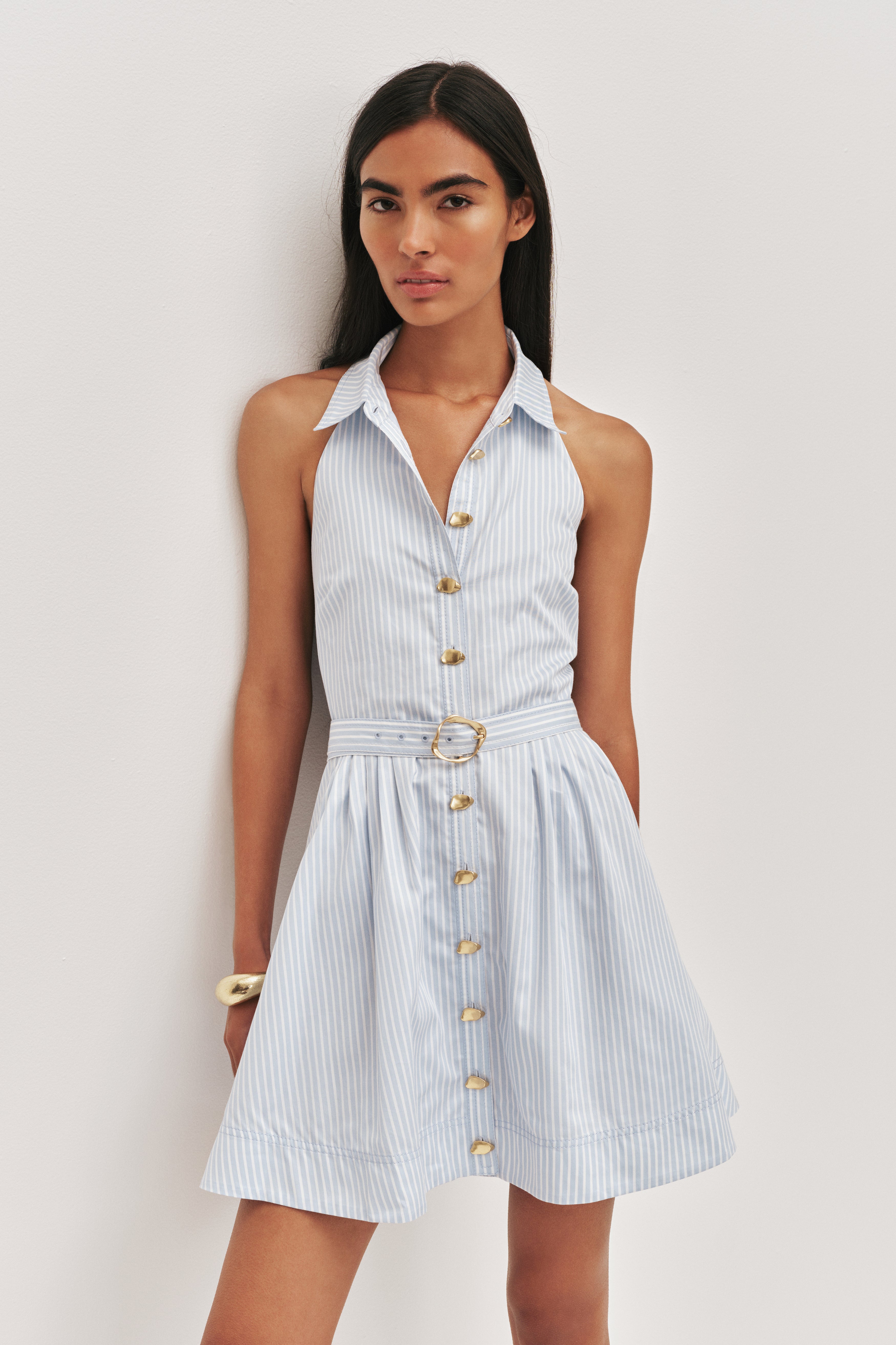 Haze Halter Mini Dress | Muted Sky