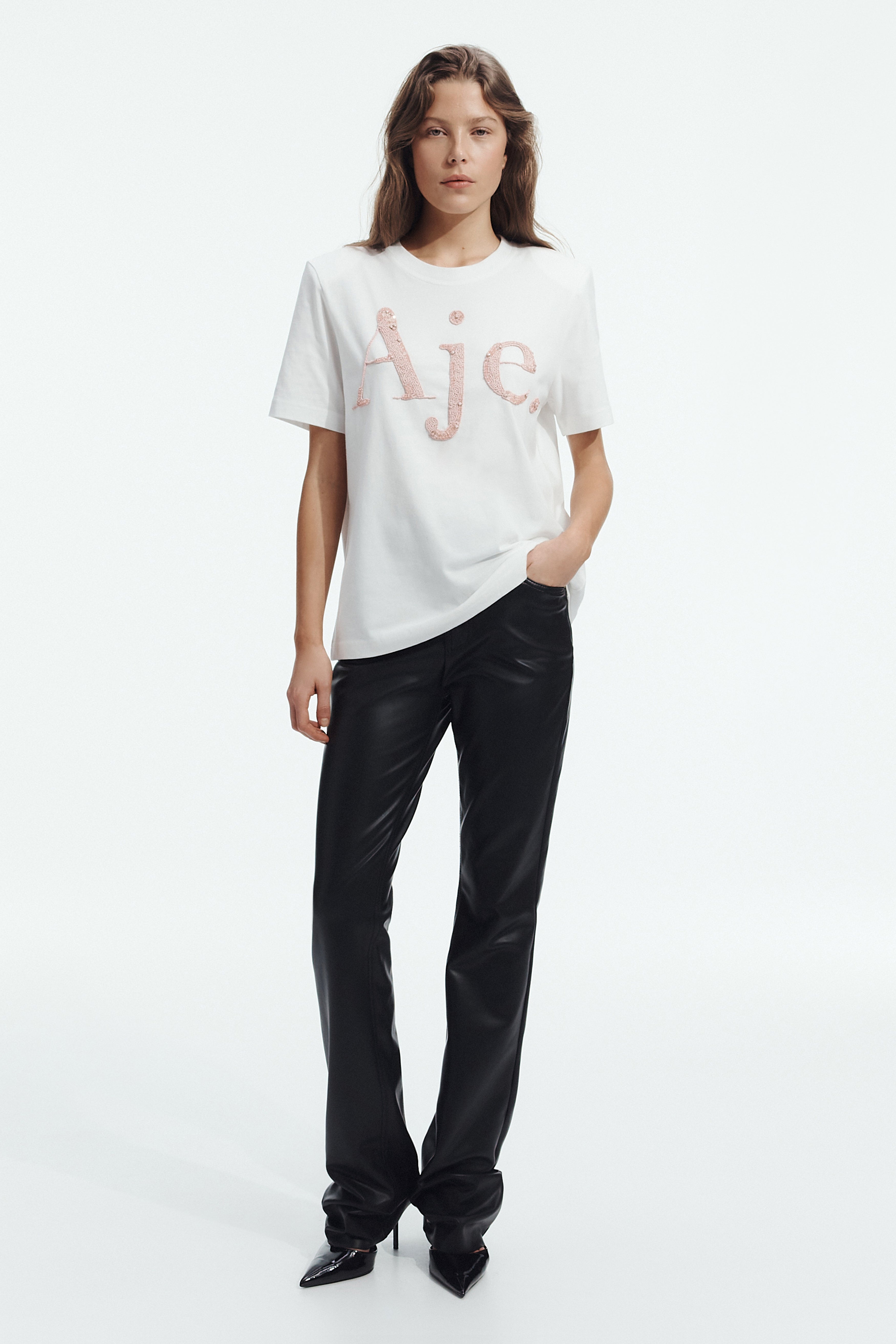 Aimee Beaded Logo Tee