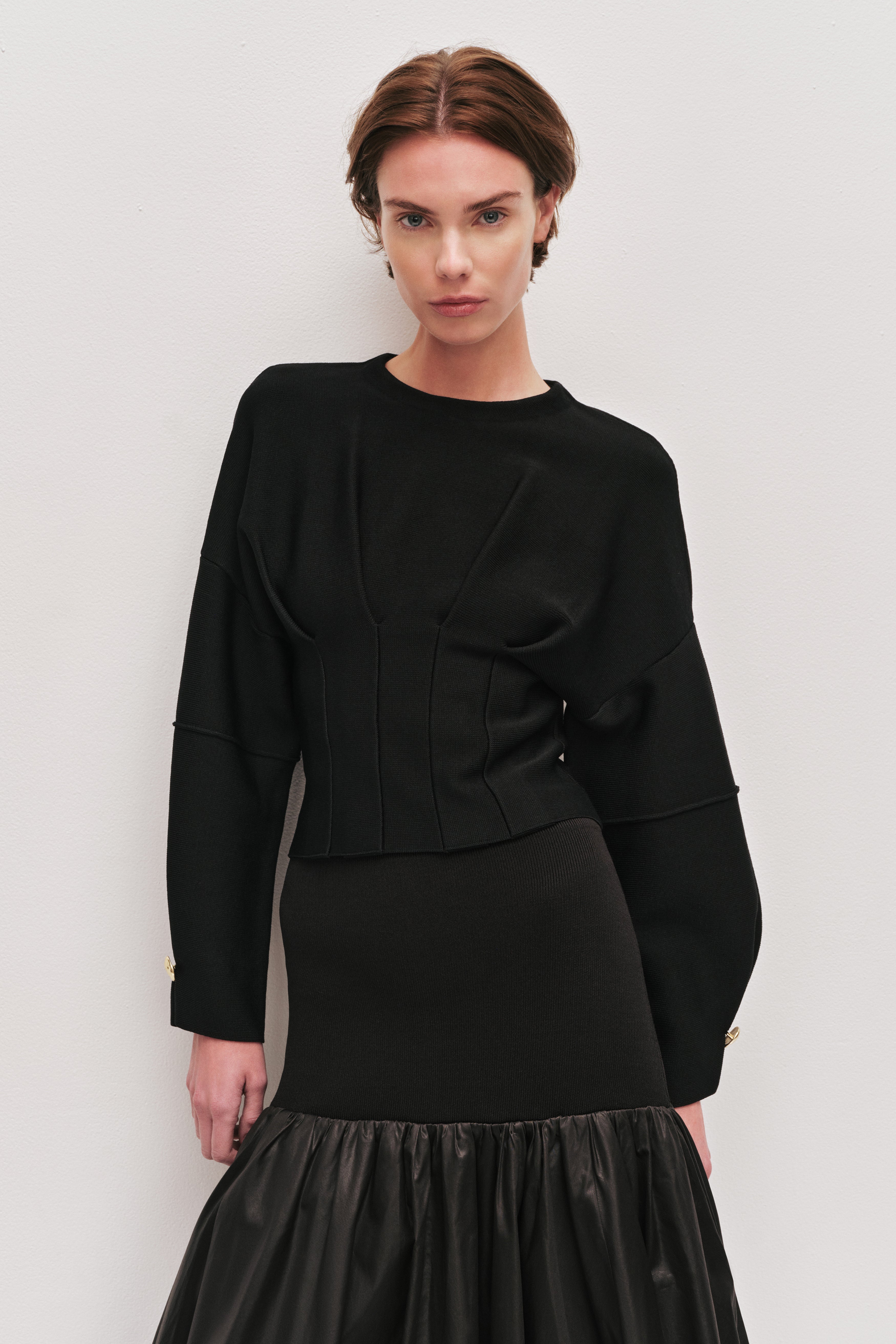 新品タグ付☆shellerシェリエ☆puff sleeve knit BLACK ZIPPER knit – shéller / シェリエ