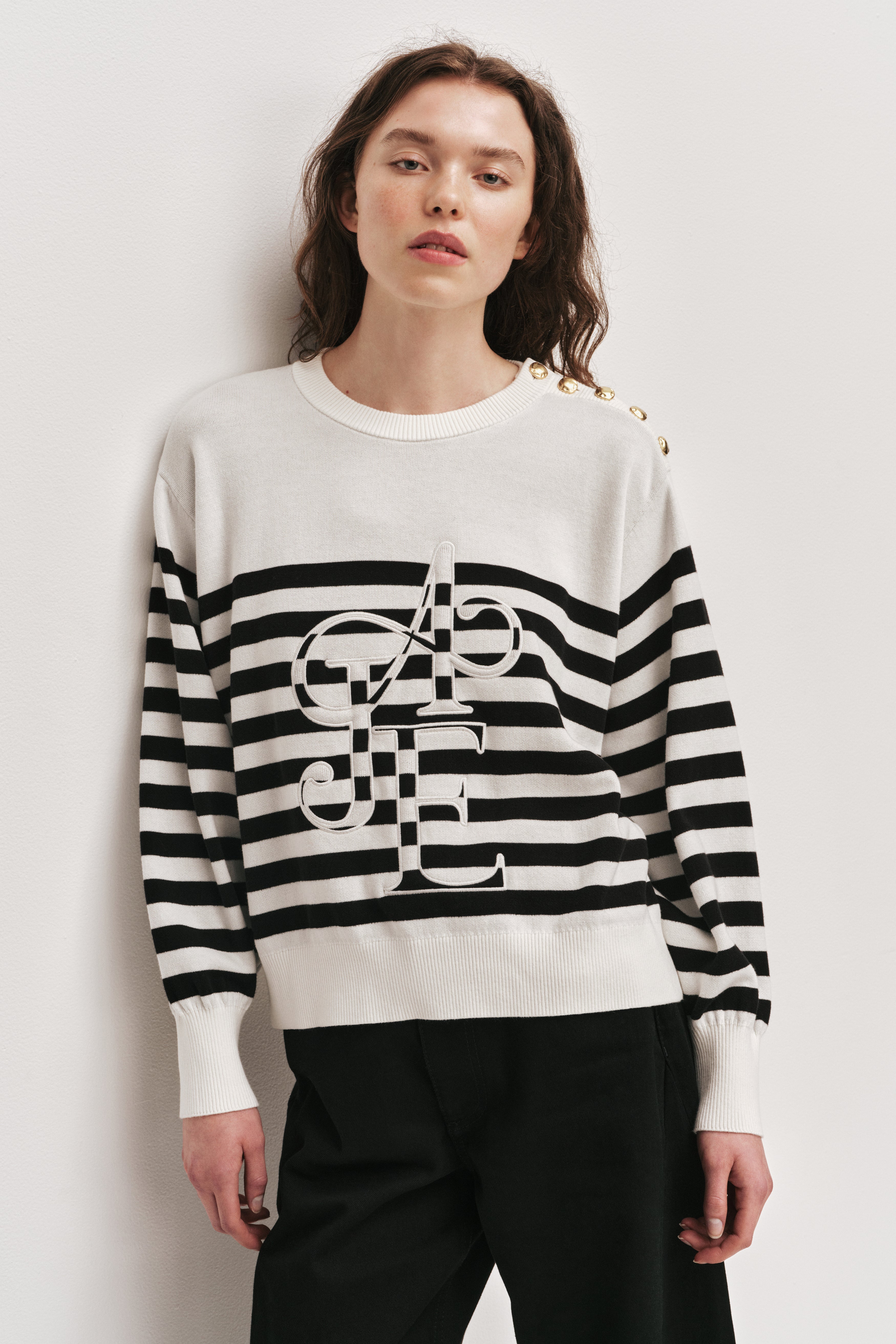 Zara Logo Knit Jumper | Ivory & Black | Aje – Aje International