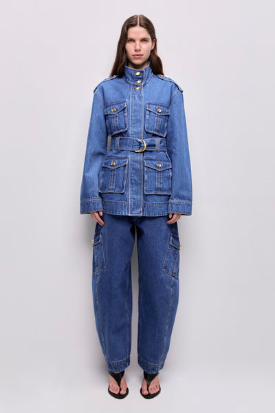 Loxley Denim Trench Jacket | Mid Wash Blue | Aje – Aje International