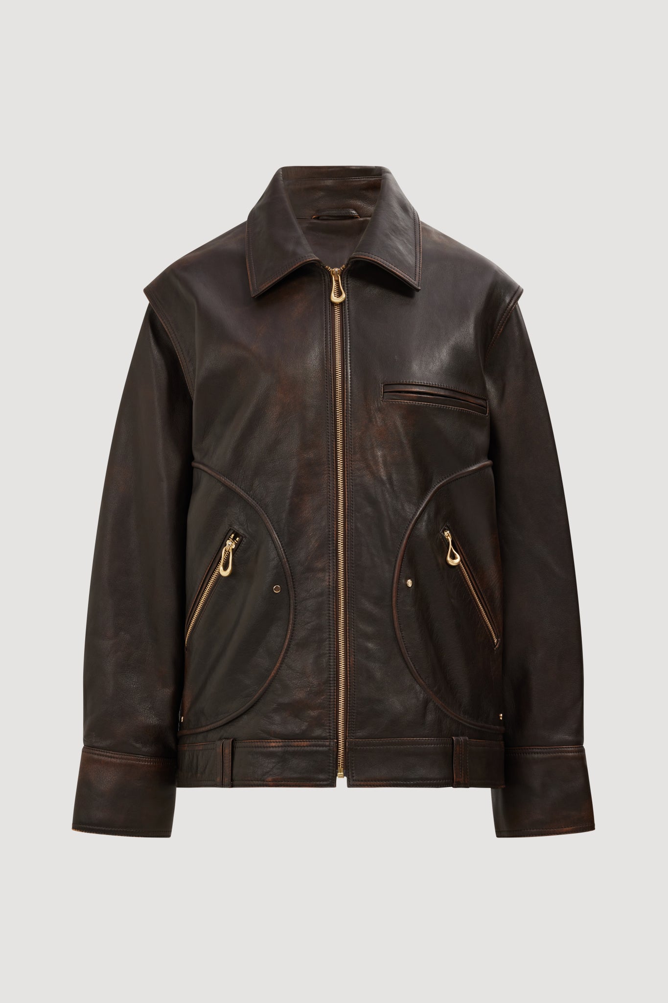 Vexa Leather Jacket | Chocolate Brown | Aje – Aje International
