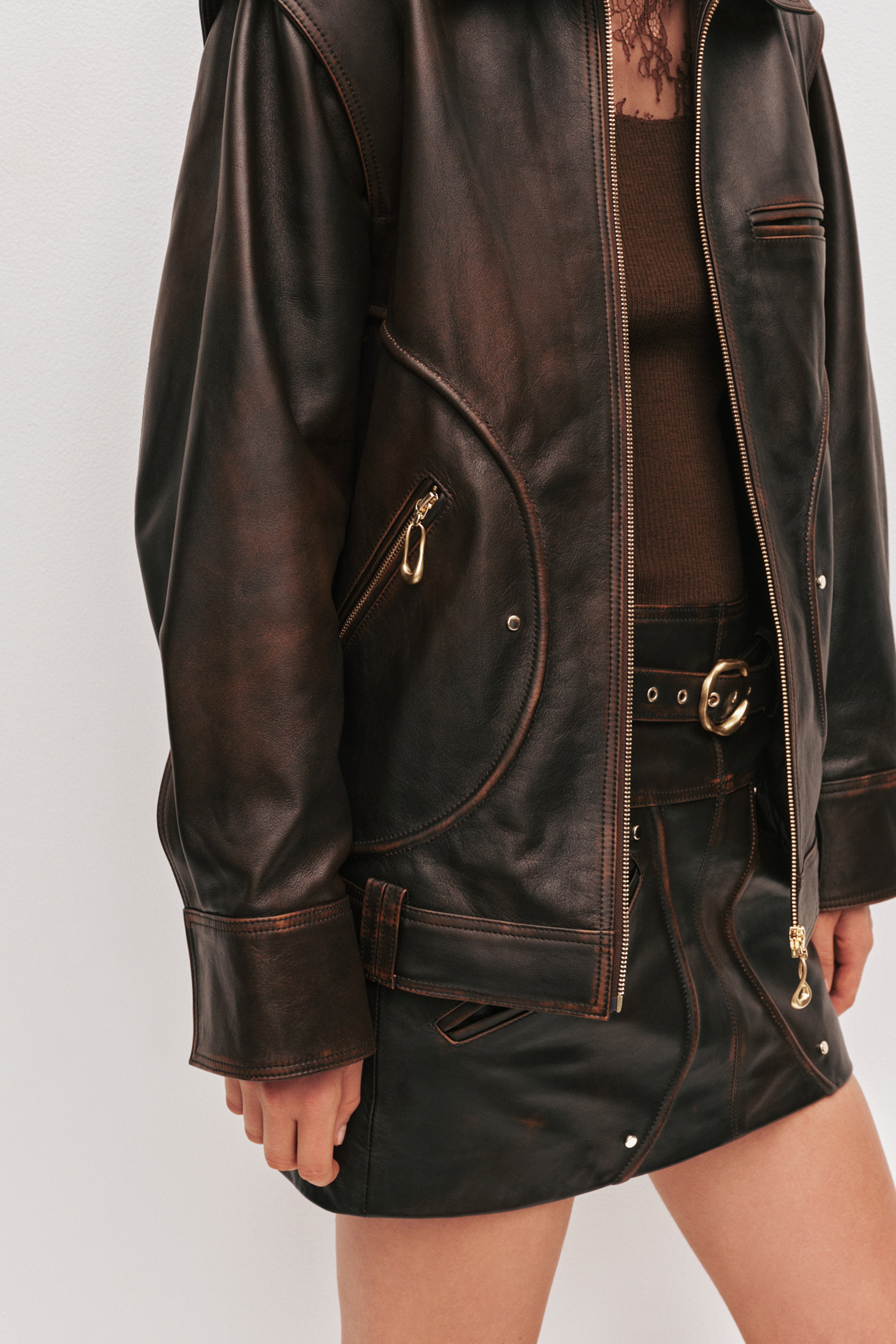 Vexa Leather Jacket | Chocolate Brown | Aje – Aje International