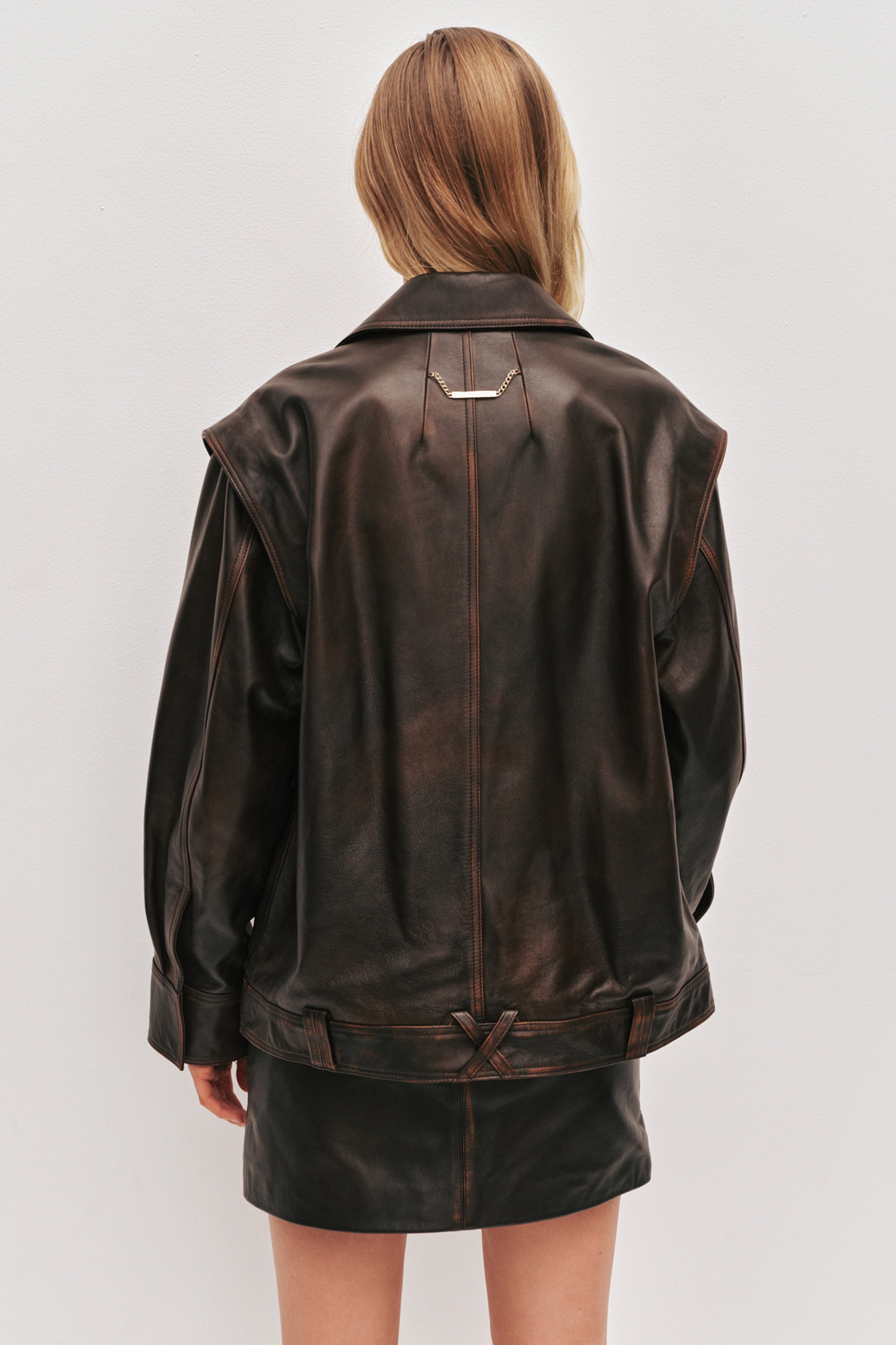 Vexa Leather Jacket | Chocolate Brown | Aje – Aje International