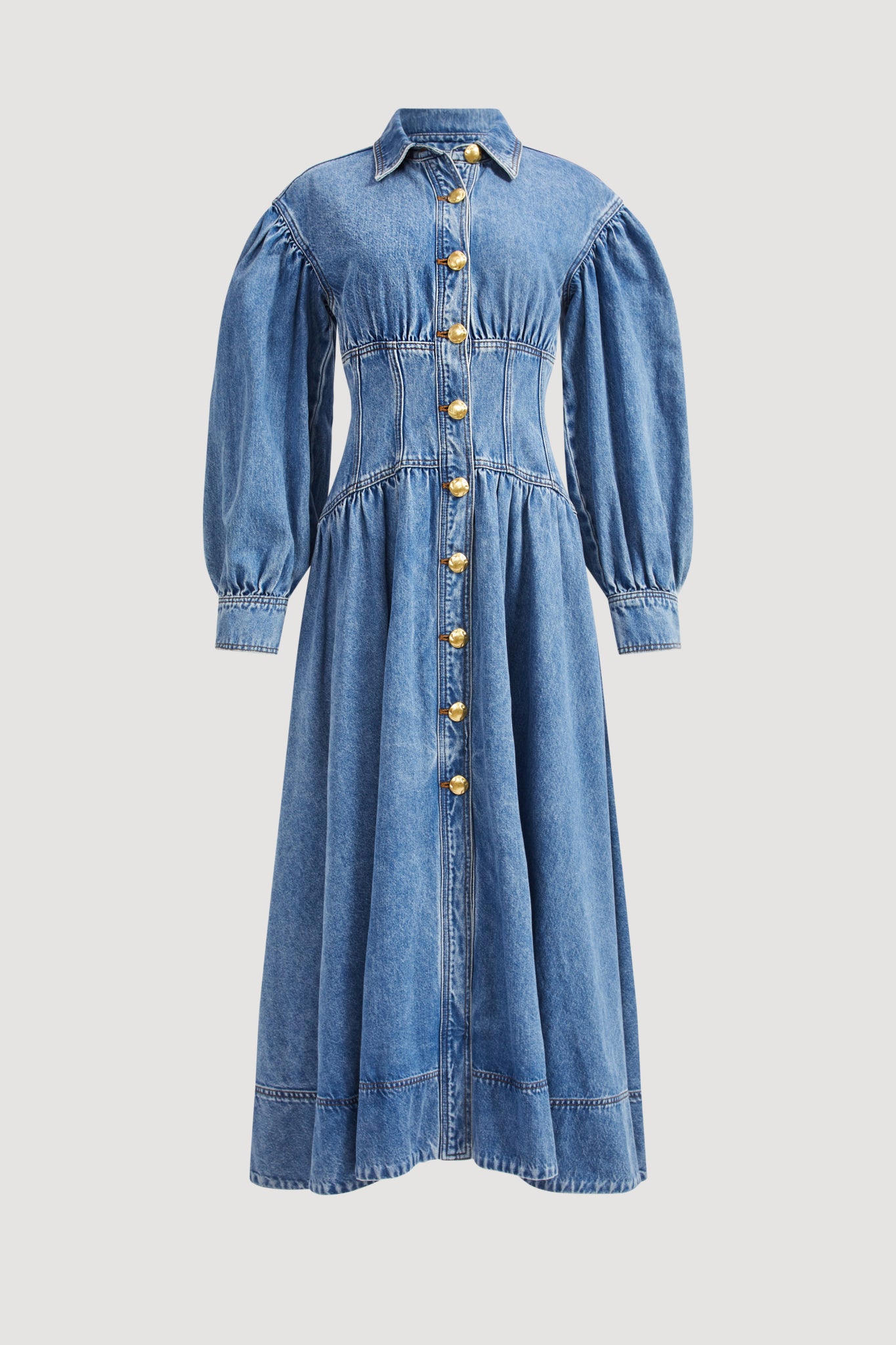 Lorraine Denim Midi Dress | Coastal Stone Wash | Aje Aje International Lorraine Denim Midi Dress | Coastal Stone Wash | Aje Aje International