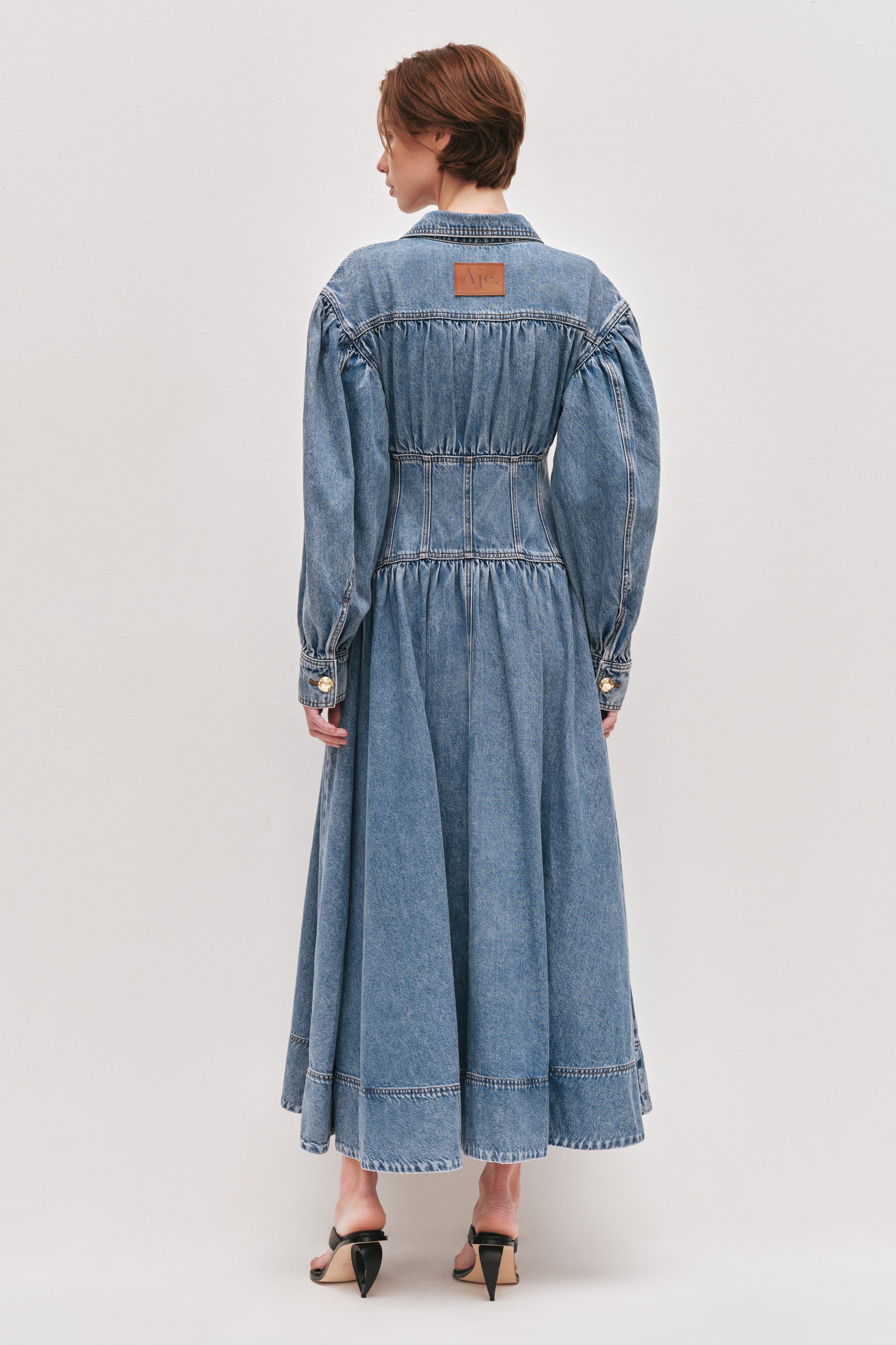 aje coast denim dress Coast Denim Mini Dress-LIGHT SKY WASH / 4