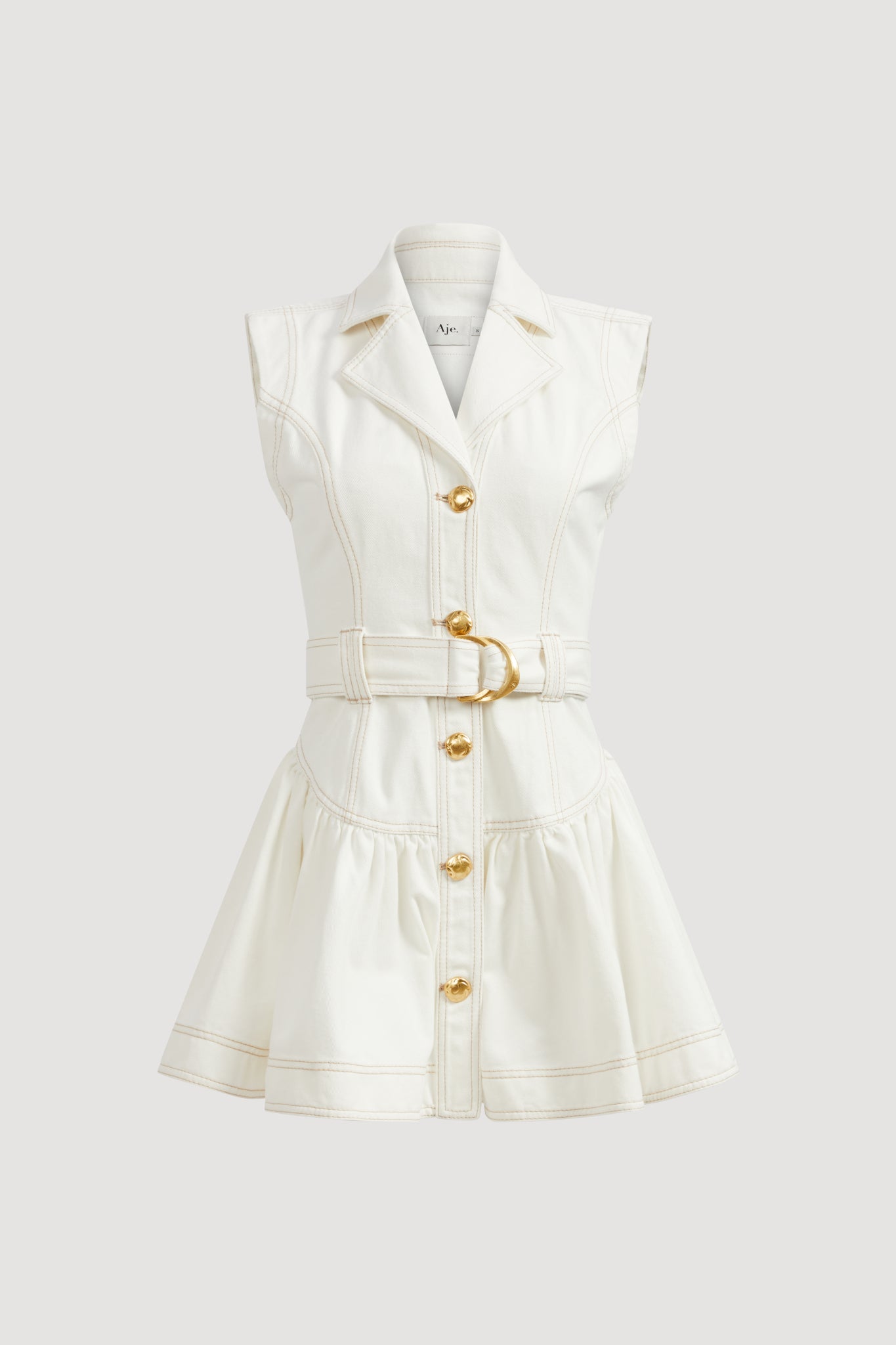 aje denim dress white Ivy Denim Midi Dress