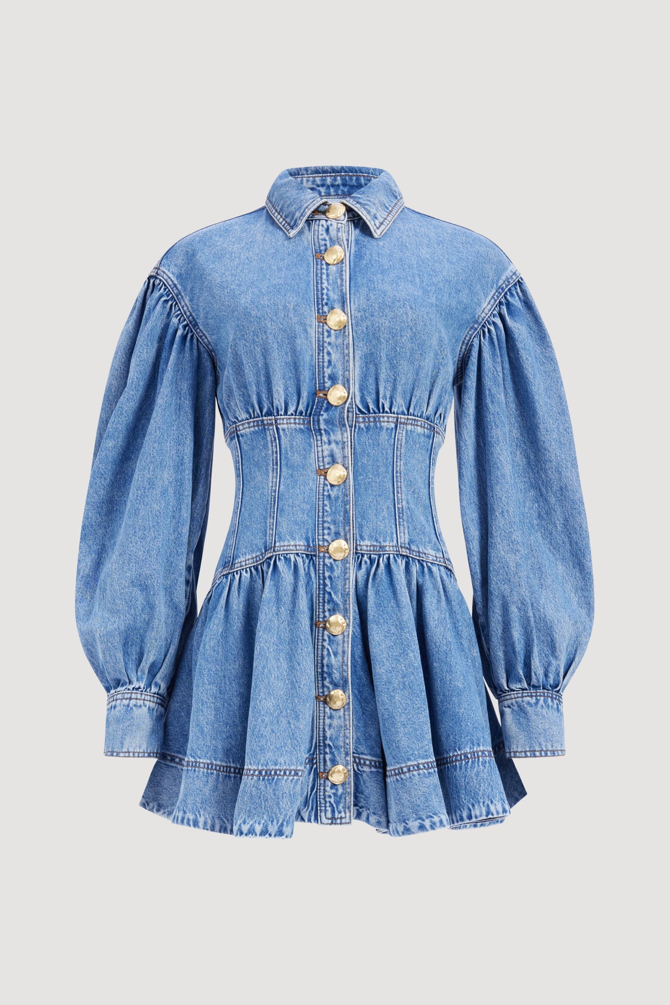 Lorraine Denim Mini Dress-COASTAL STONE WASH / 4