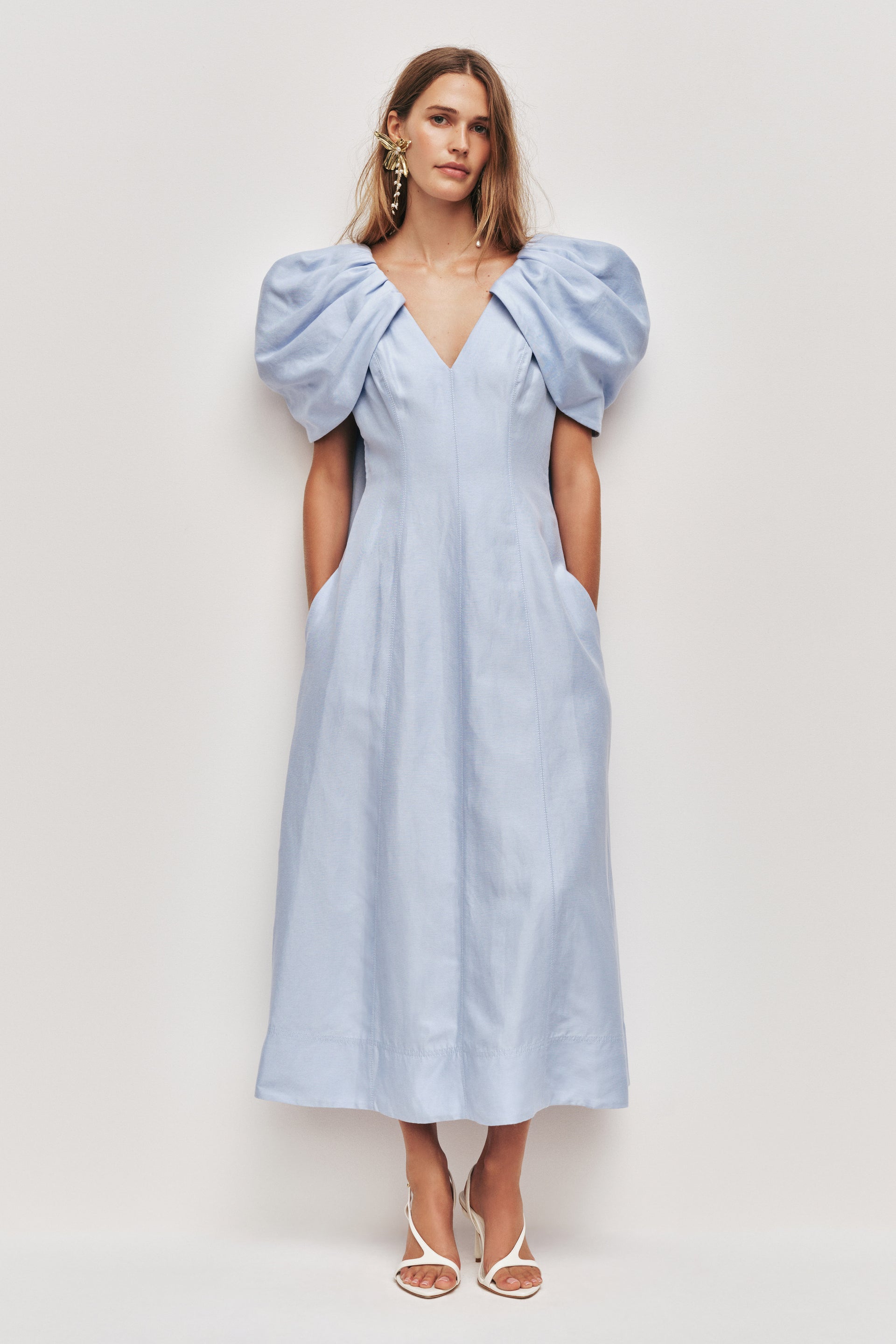 aje savoy midi dress Bisou Midi Dress | Pale Blue