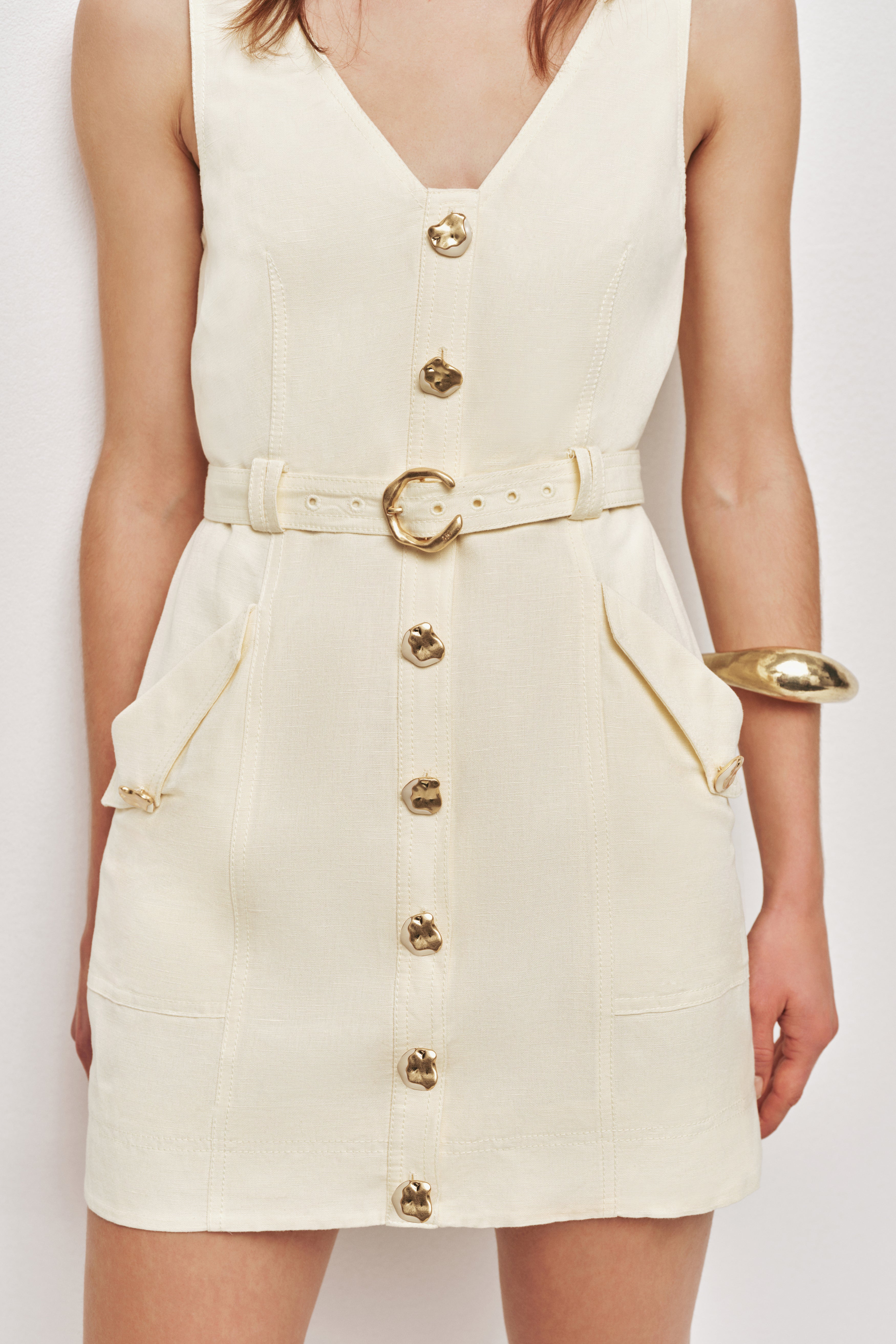 aje yellow denim dress Sunlee Midi Dress | Pastel Yellow