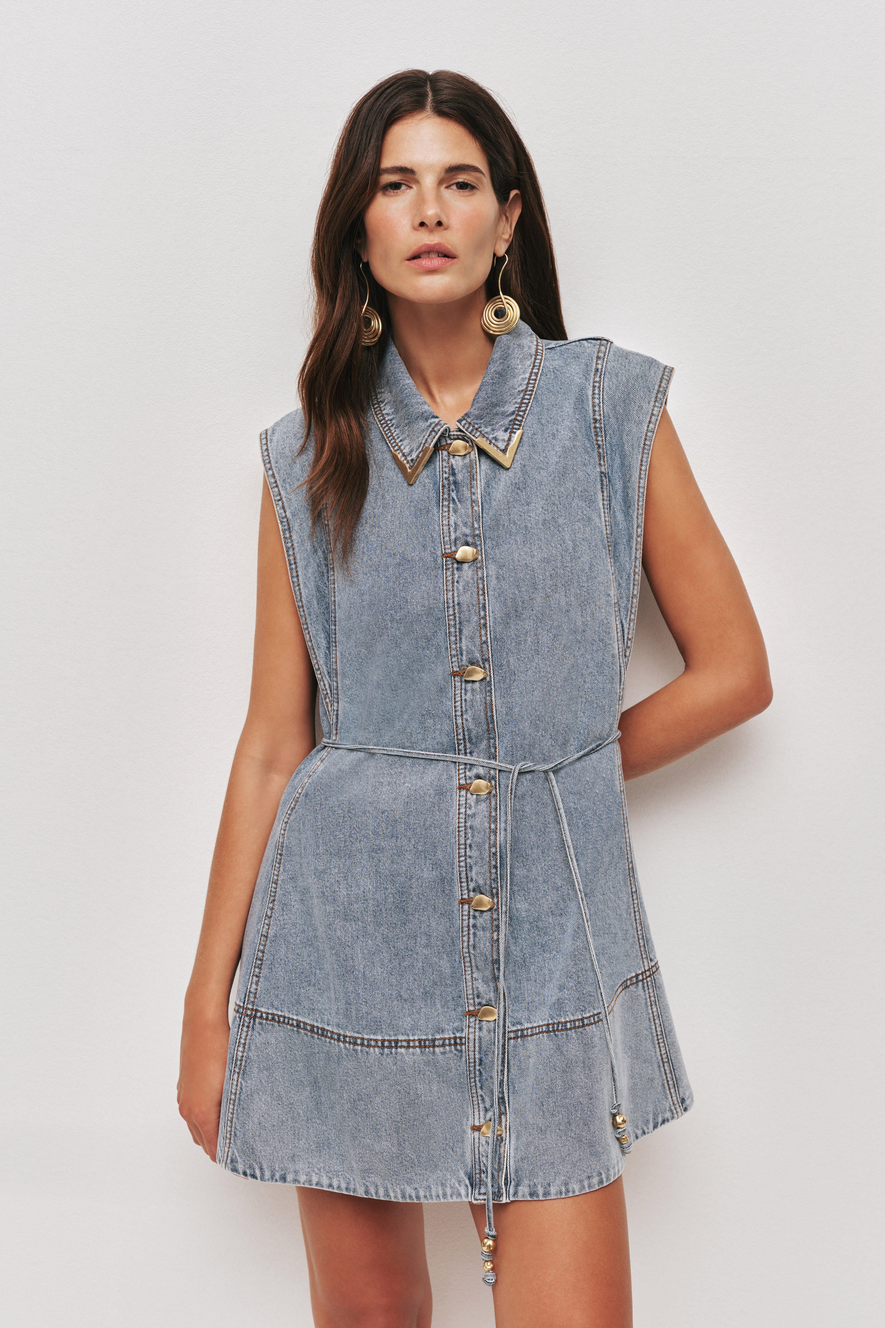 Amara Denim Mini Dress-SKY WASH / 4 Amara Denim Mini Dress-SKY WASH / 4