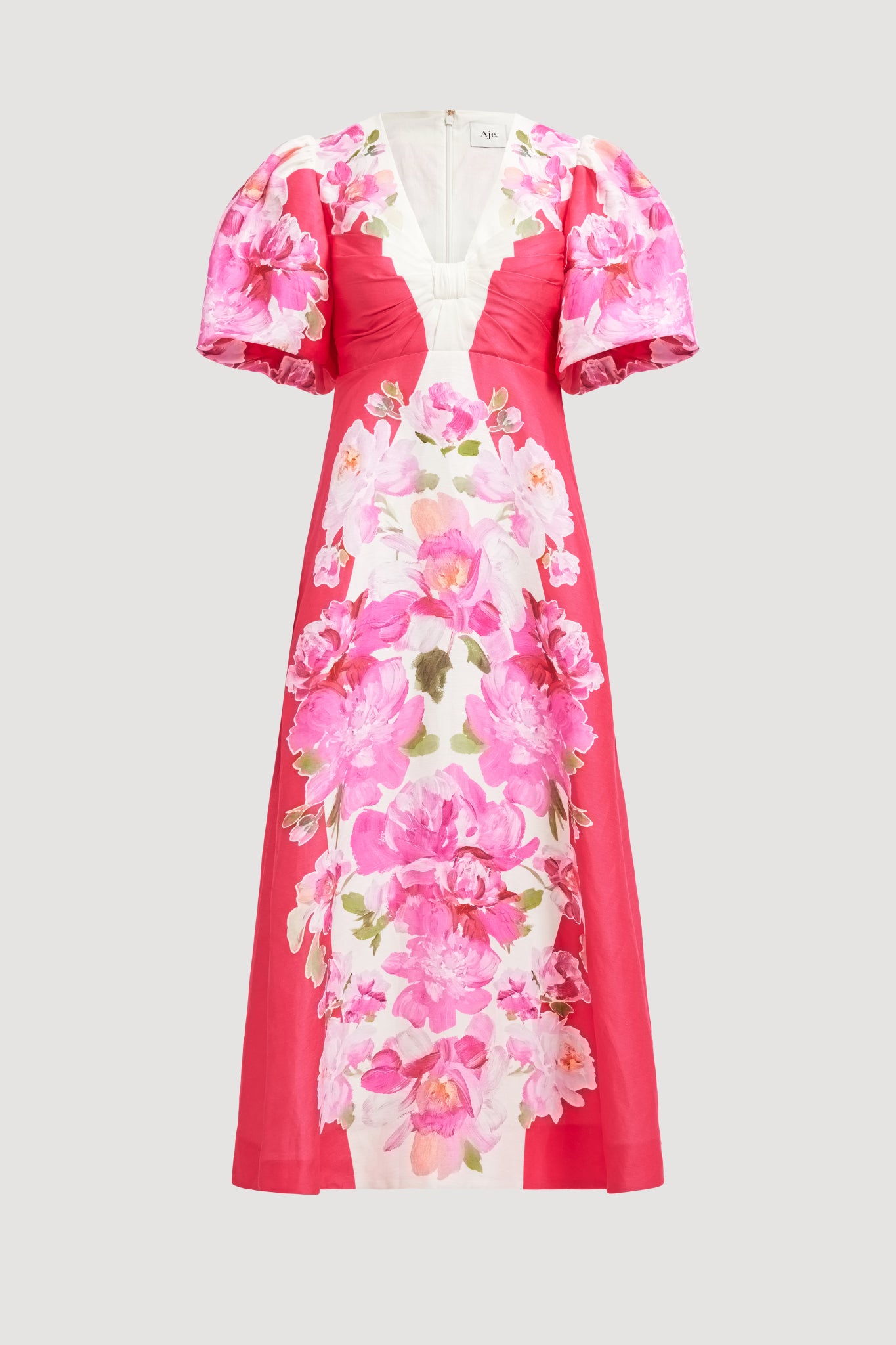 aje overflow knotted midi dress Overflow Knotted Midi Dress Vivid Hibiscus