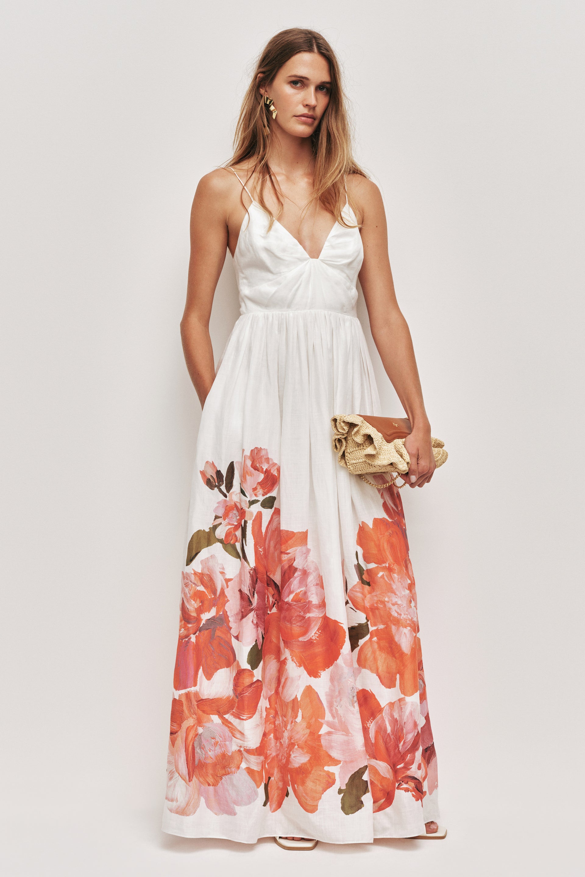 chinese dress ladies Vacation Maxi Dress-ROSA BOLD IVORY / 14