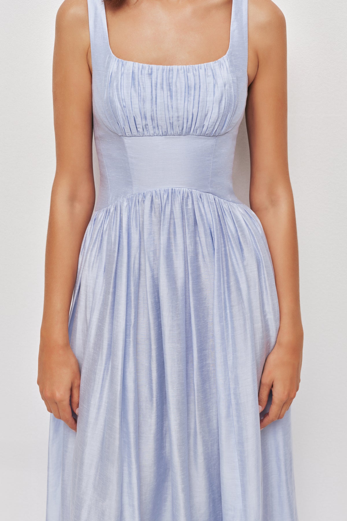 aje midi dress Mist | Pale Blue from center back 16 of the Most Style:Child lightweight fabric