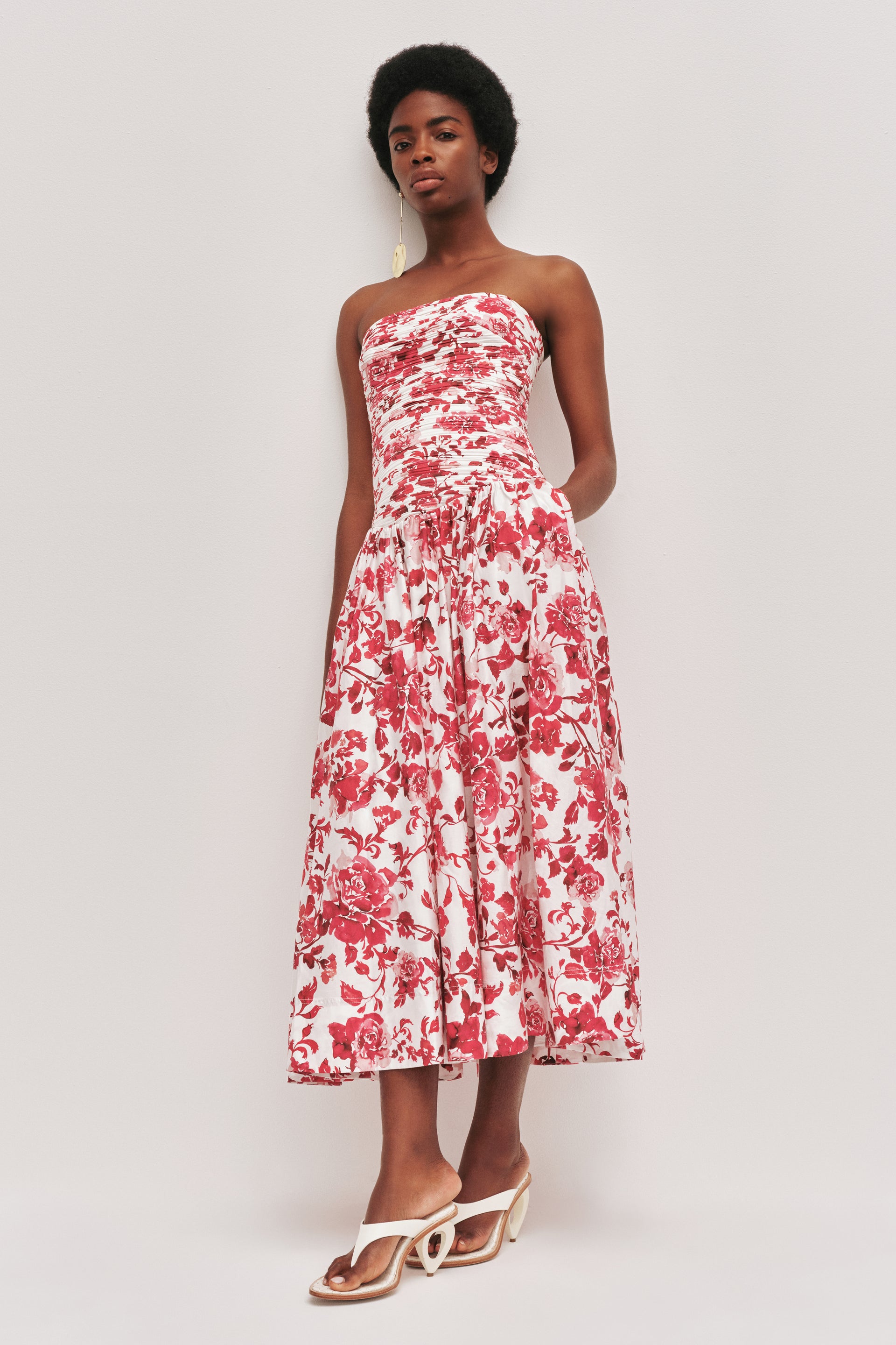 aje le mempris strappy ring midi dress Marigold Midi Dress-ROSE INK RED / 4