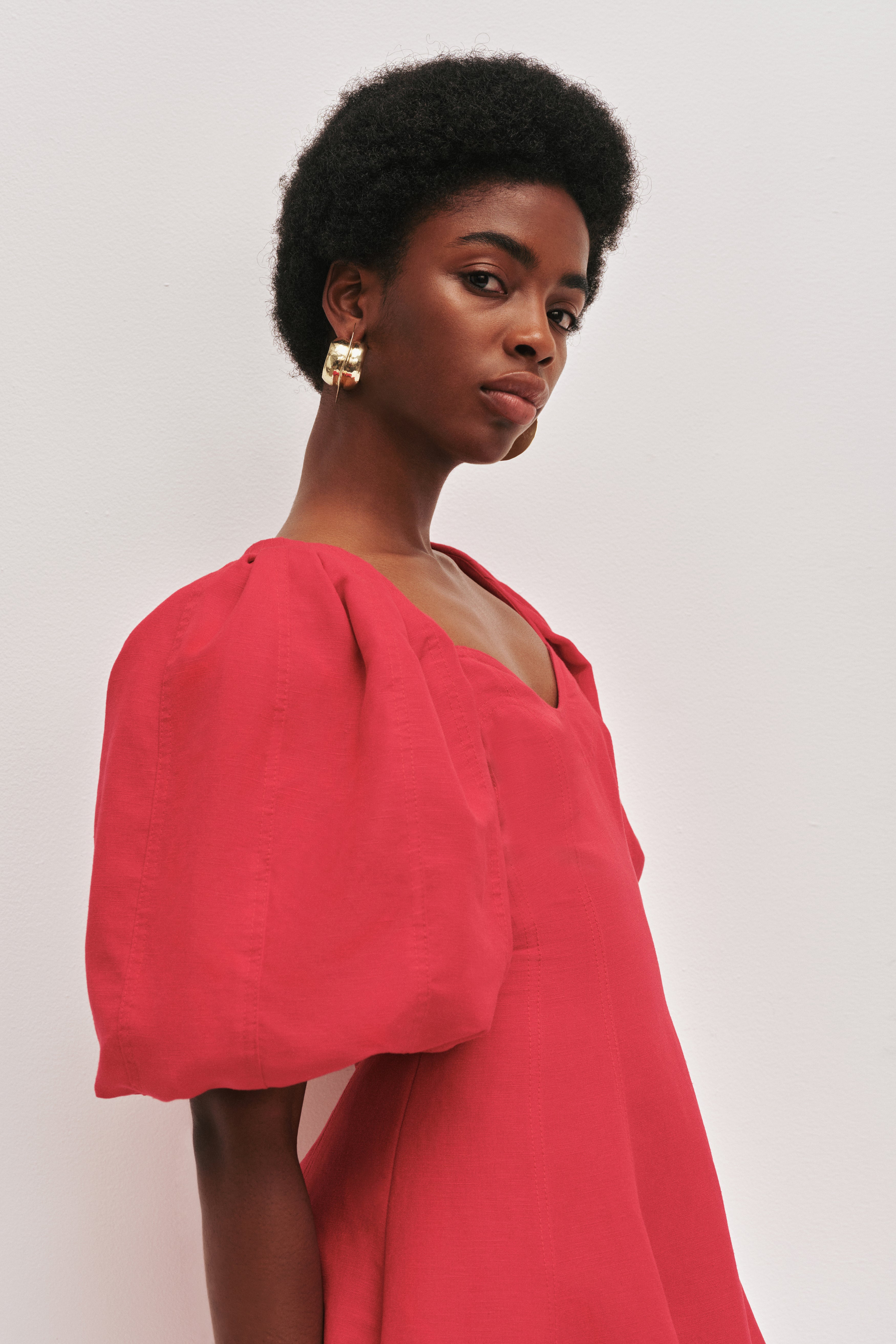aje red mini dress Aje Lespririt Ruffle Trim Red Mini Dress 10