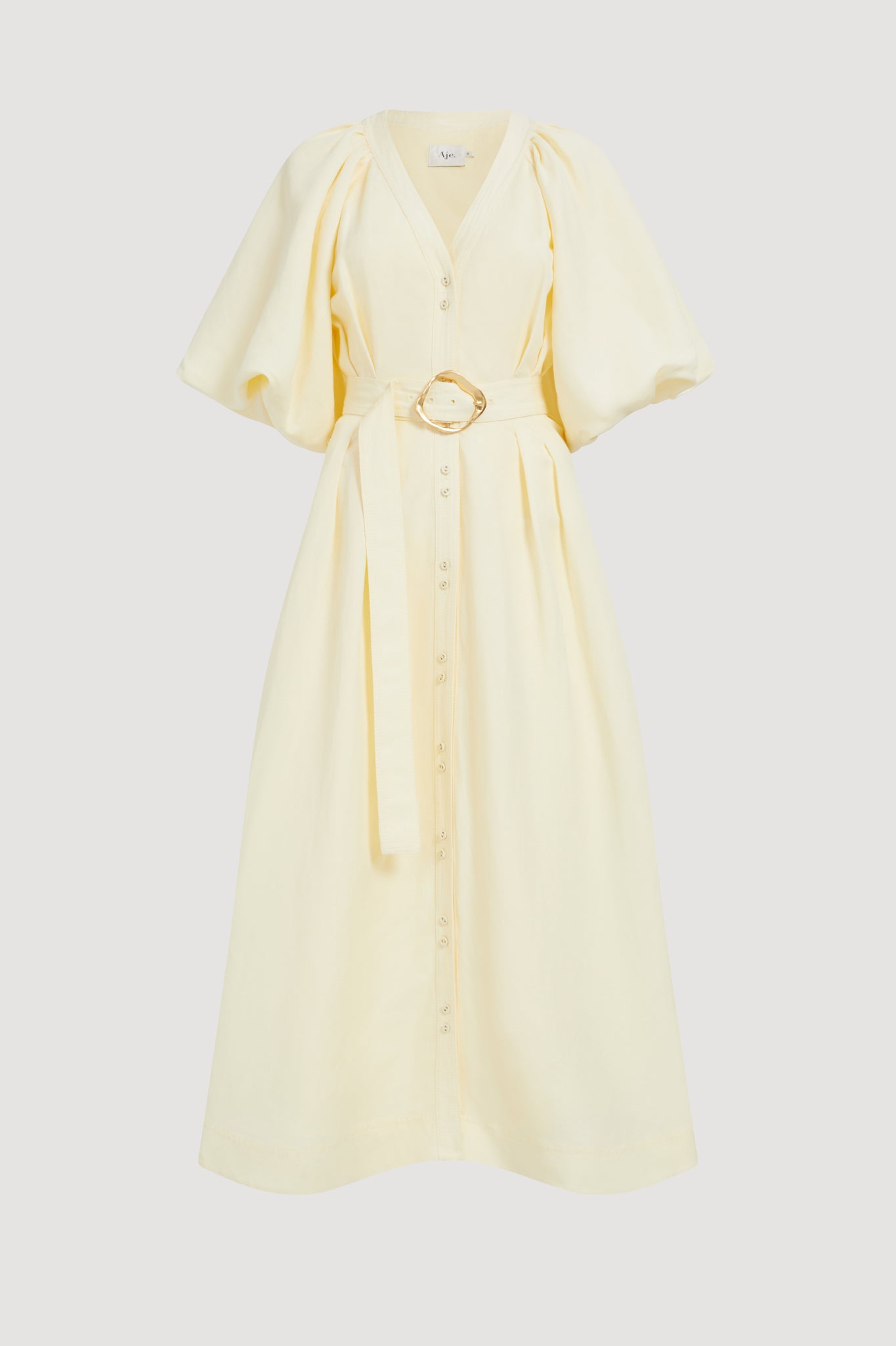 aje primary belted midi dress Primary Belted Midi Dress-IVORY / 4