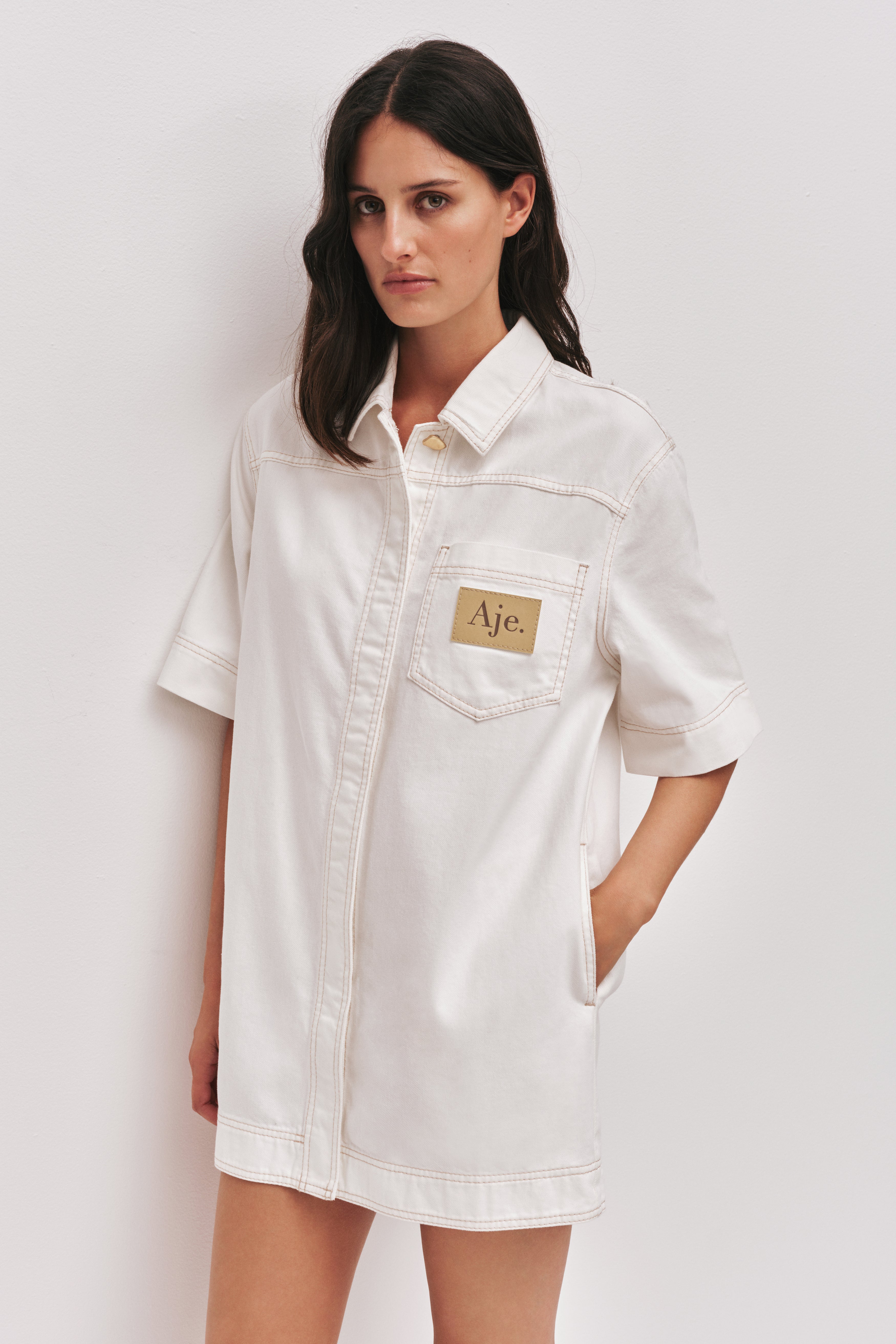 Lumi Denim Mini Tunic Dress | Ivory