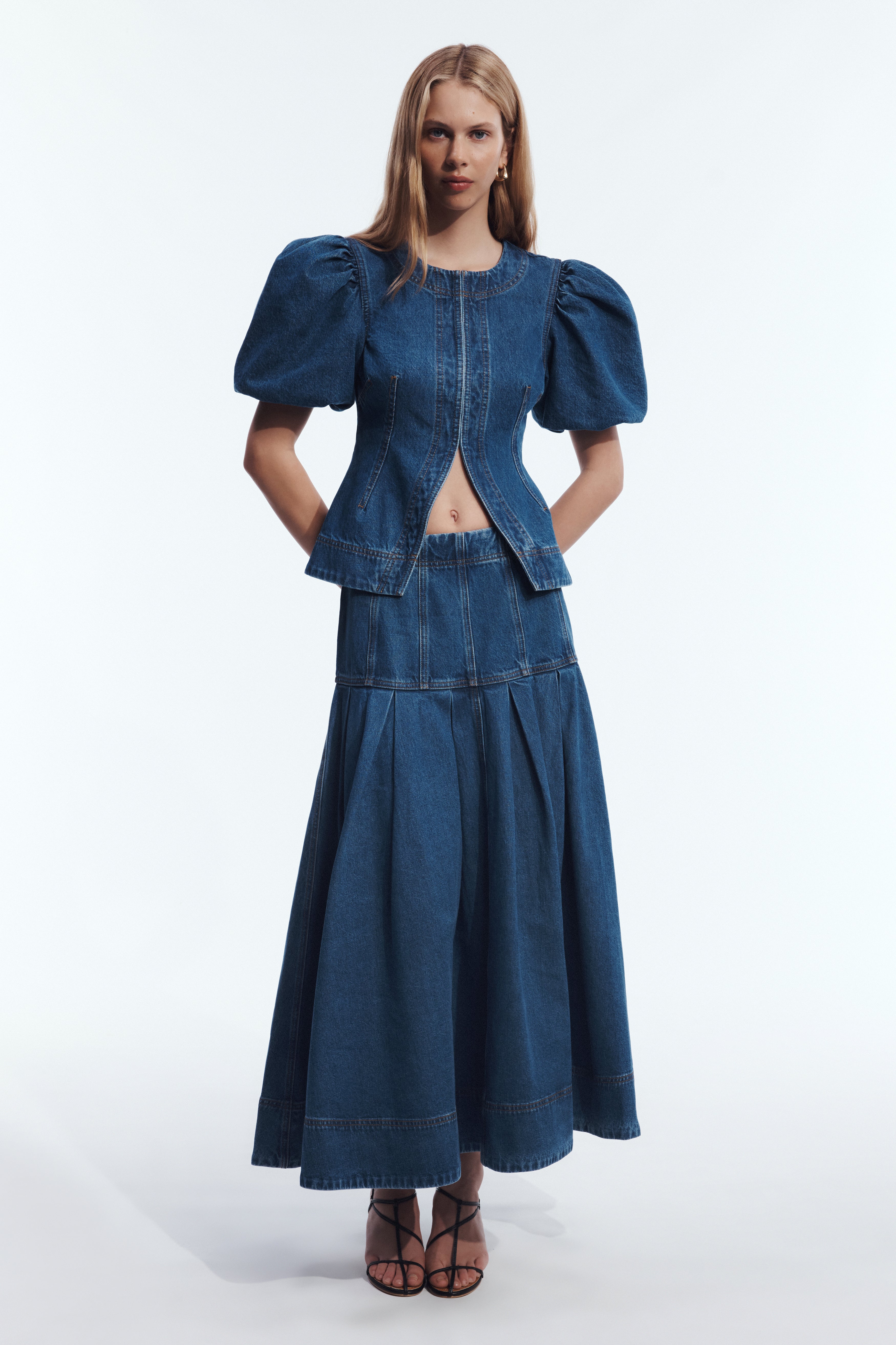 Viva Puff Sleeve Denim Top
