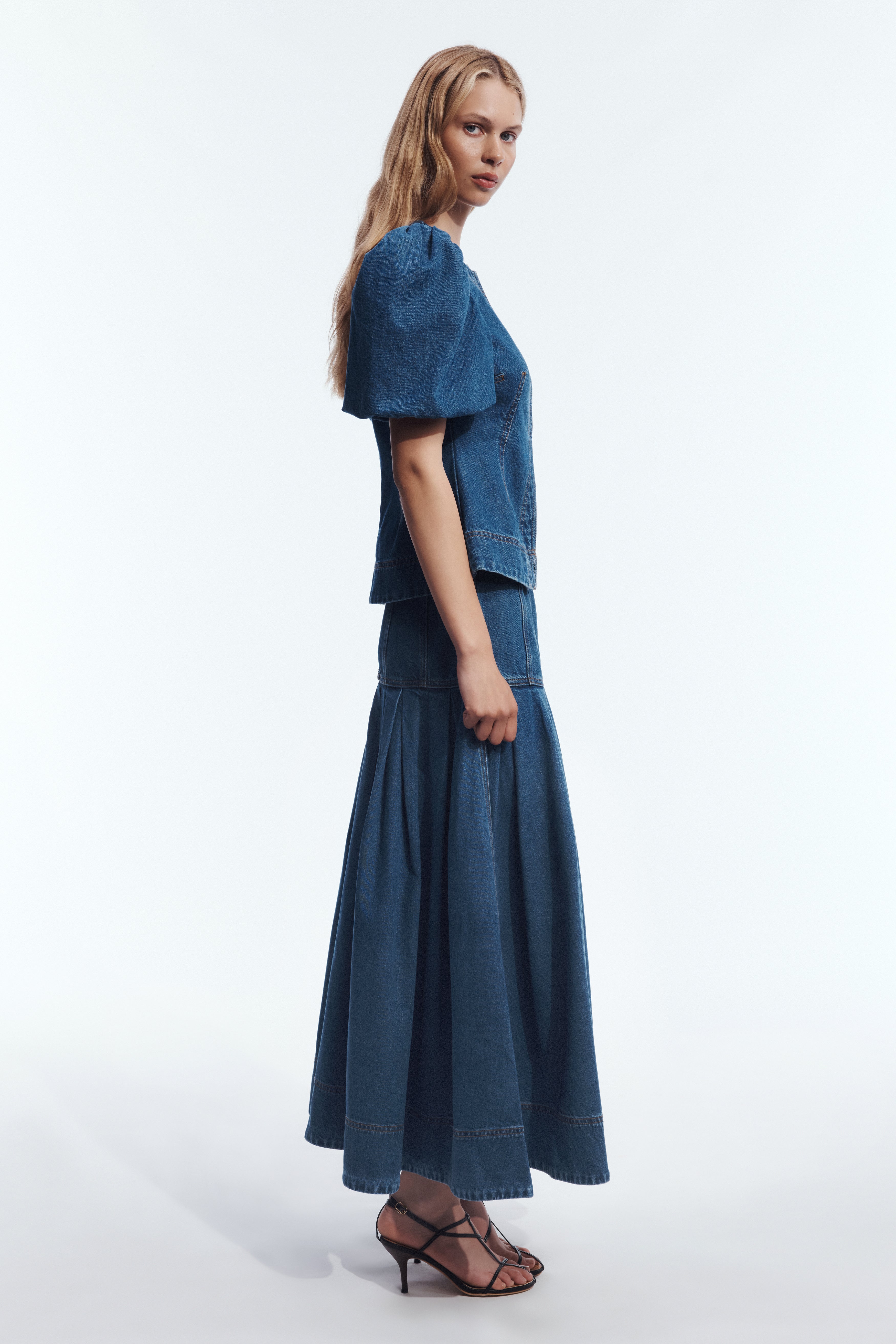 Viva Puff Sleeve Denim Top