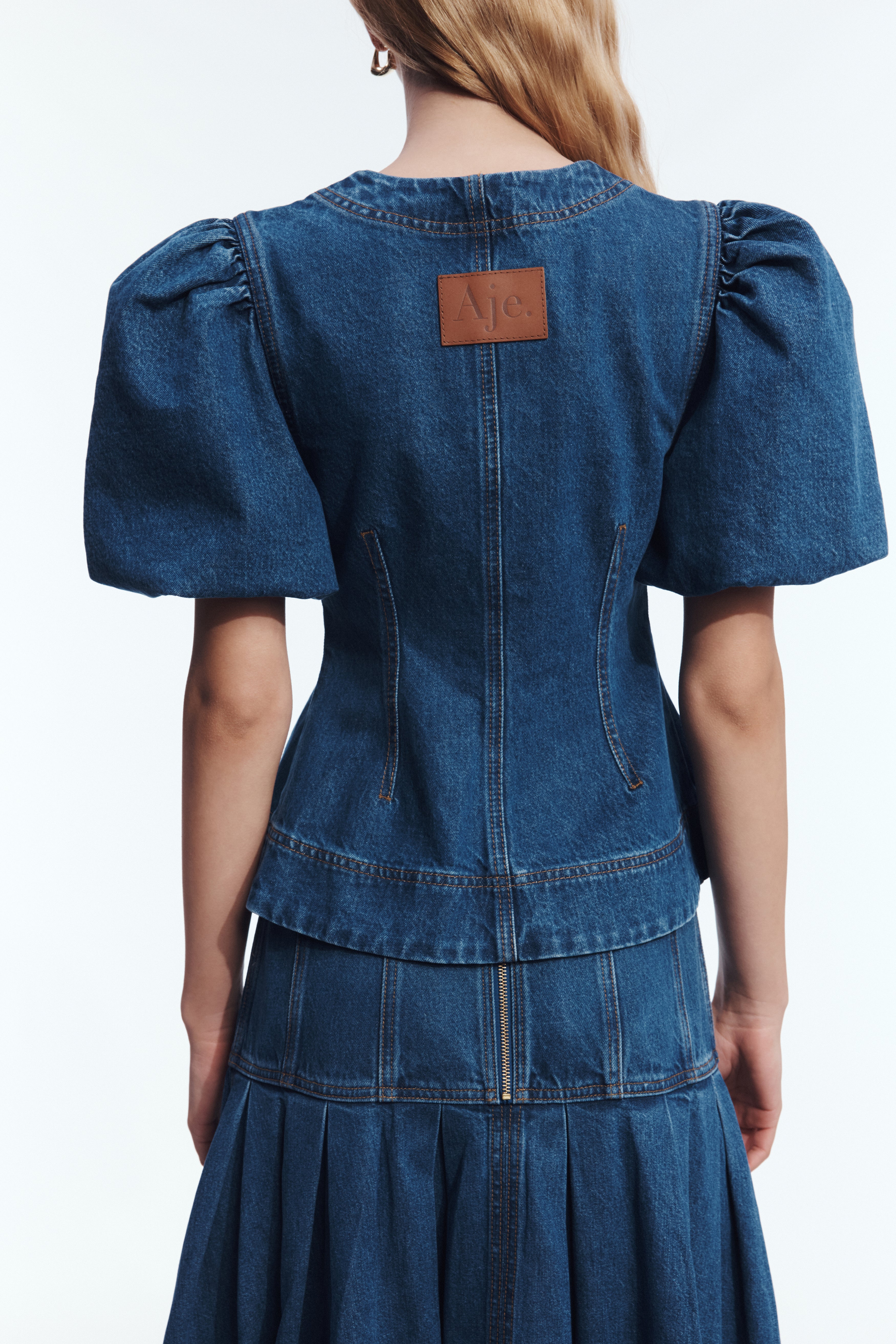 Viva Puff Sleeve Denim Top