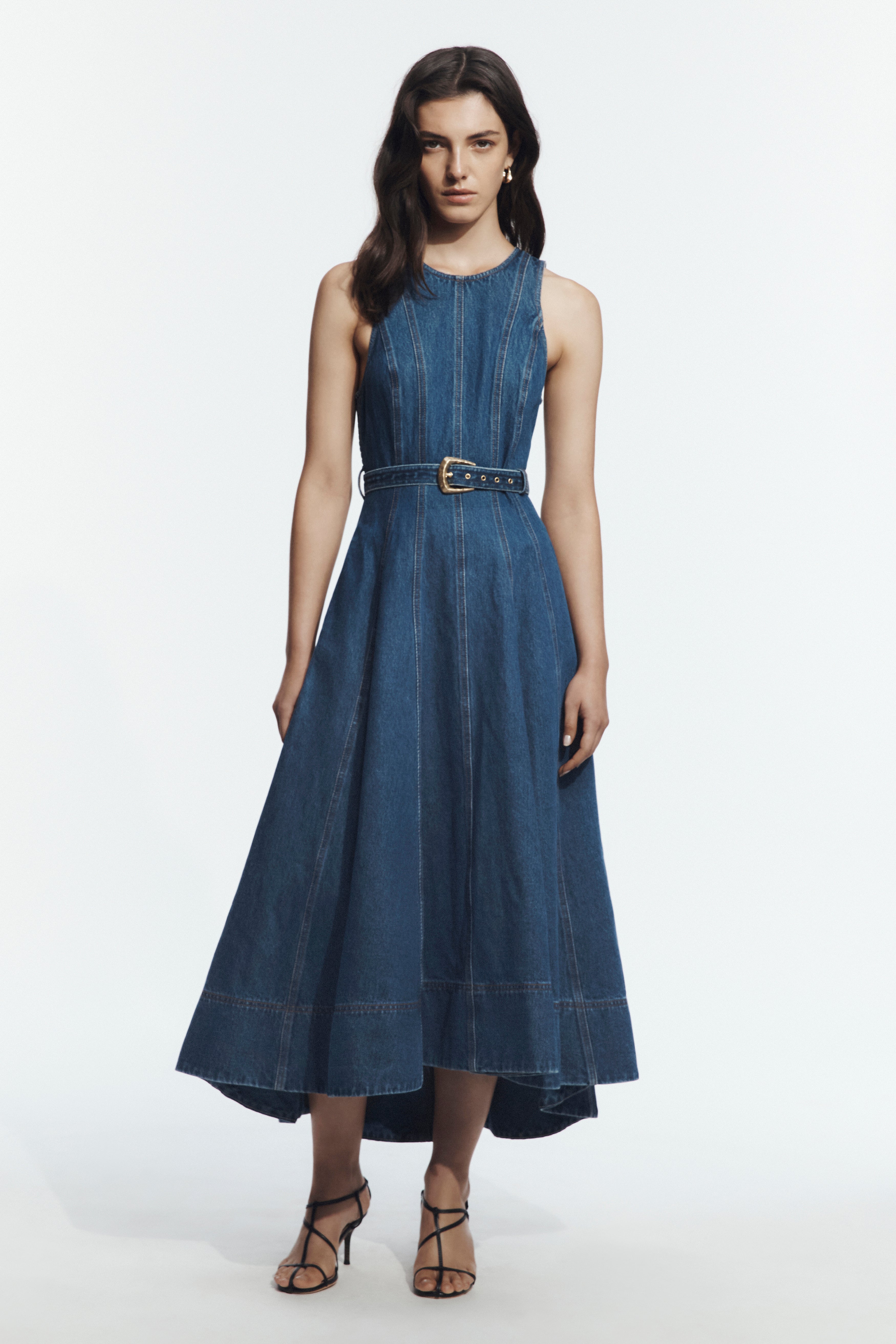 Talia Hi Lo Denim Maxi Dress