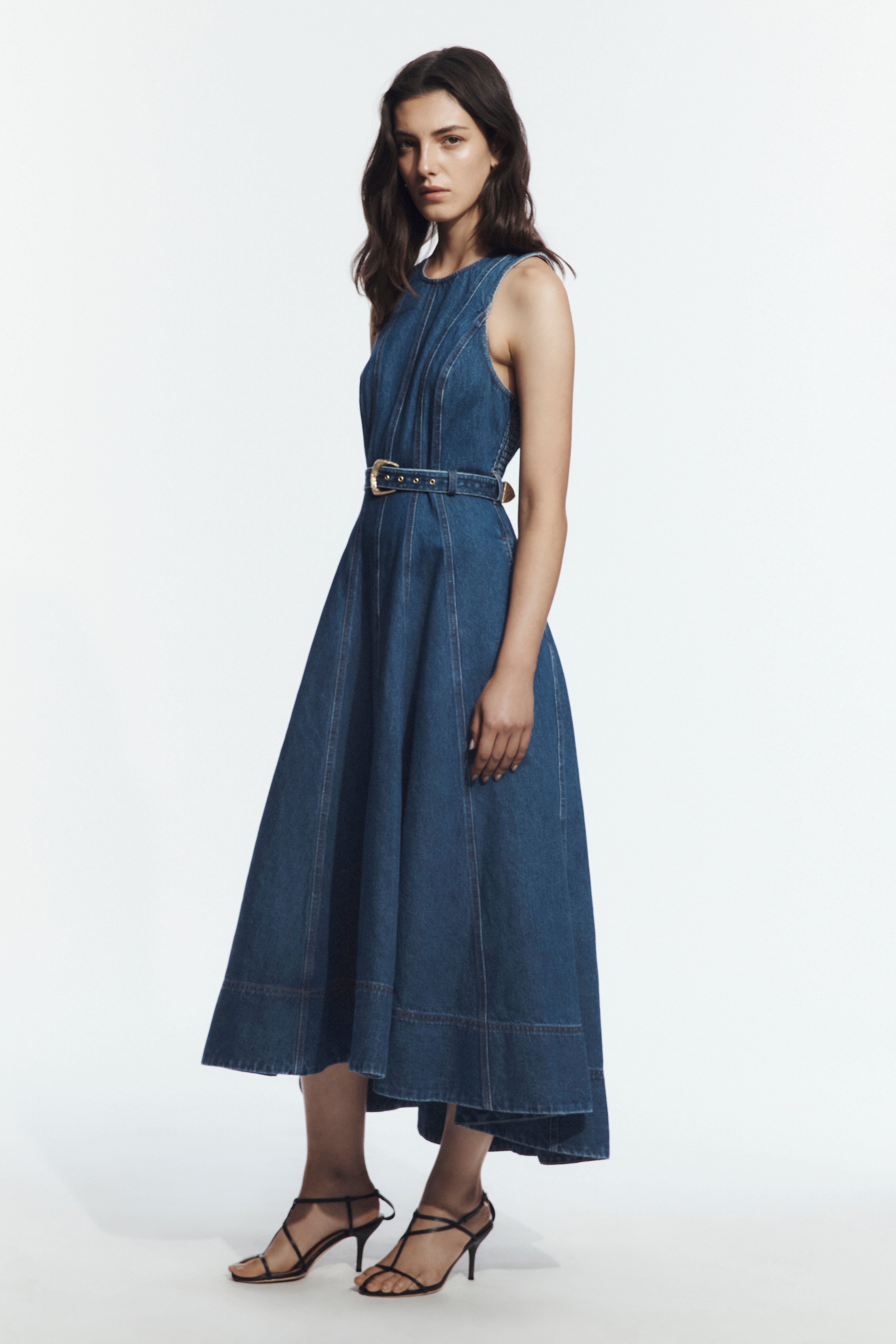 Talia Hi Lo Denim Maxi Dress