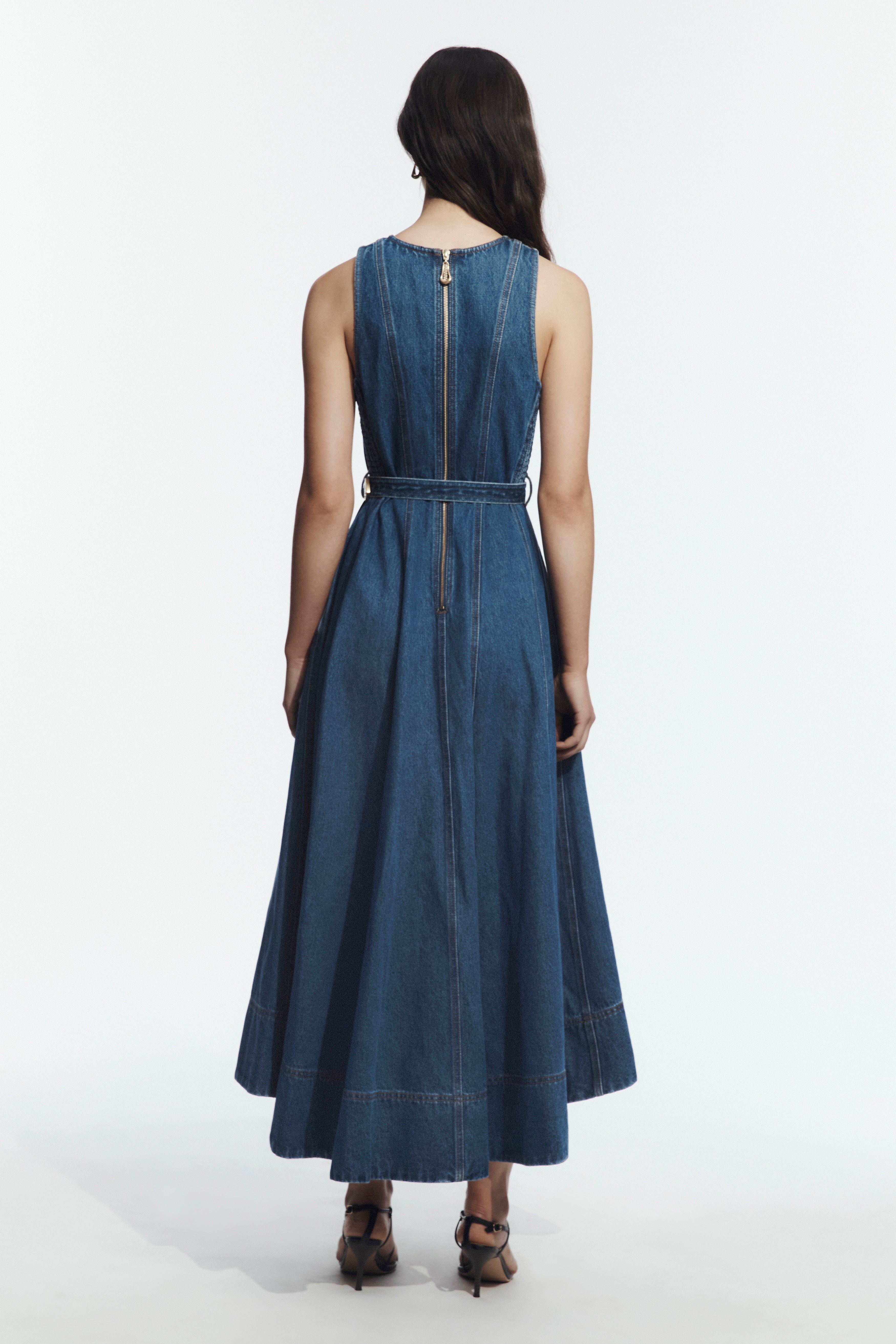 Talia Hi Lo Denim Maxi Dress