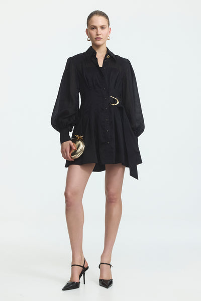 Rosanna Mini Shirt Dress | Black