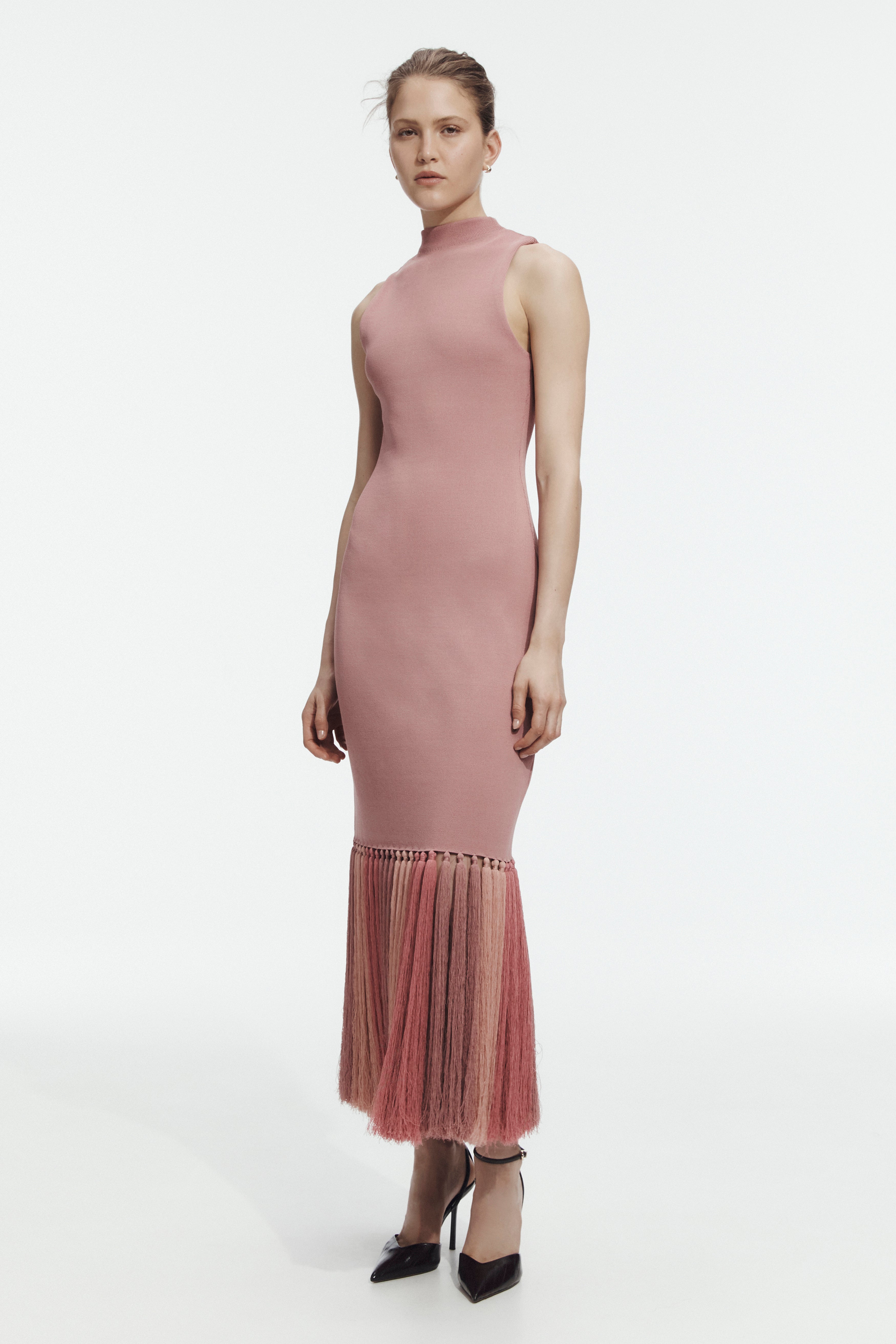 Sofina Knit Tassel Midi Dress
