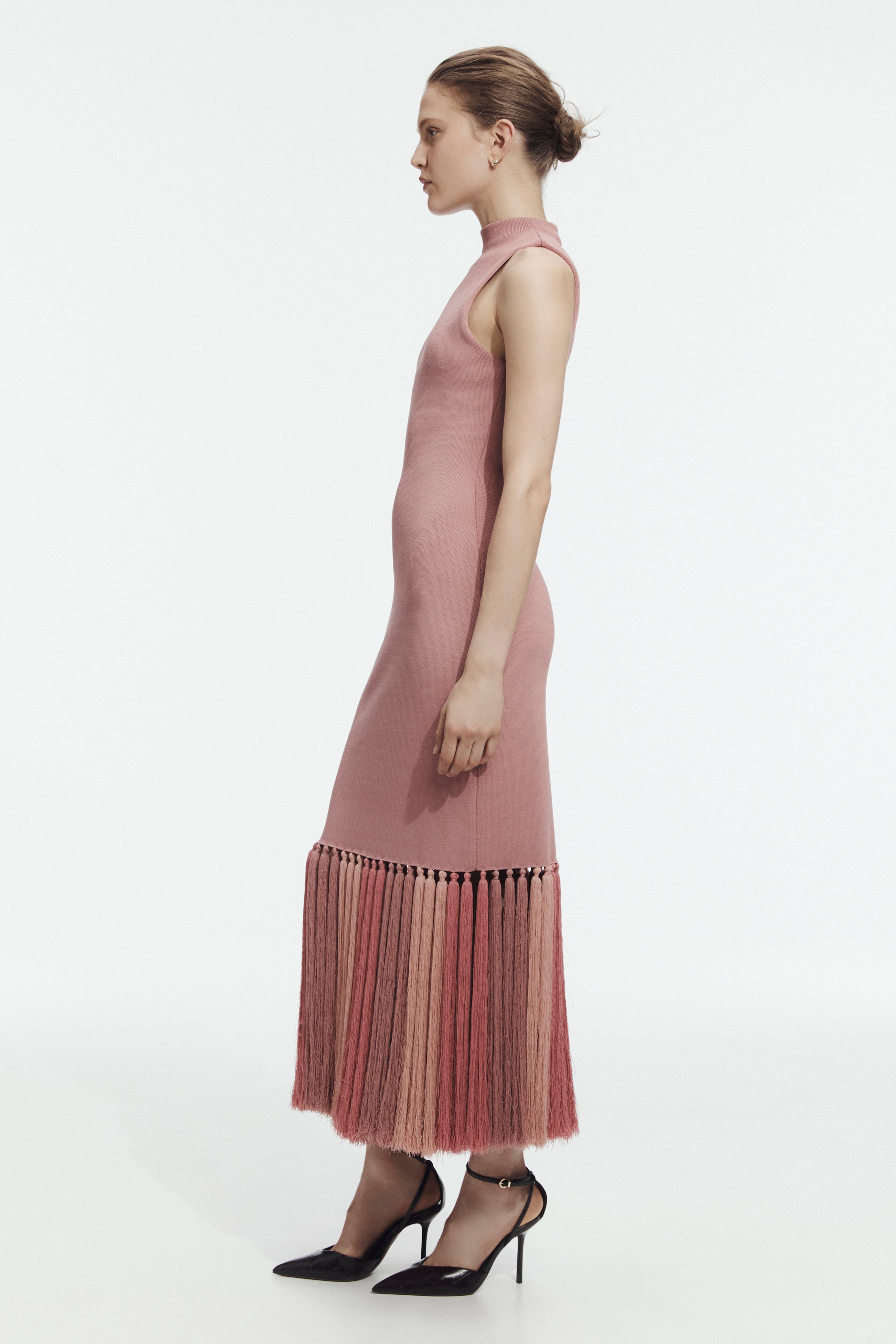 Sofina Knit Tassel Midi Dress