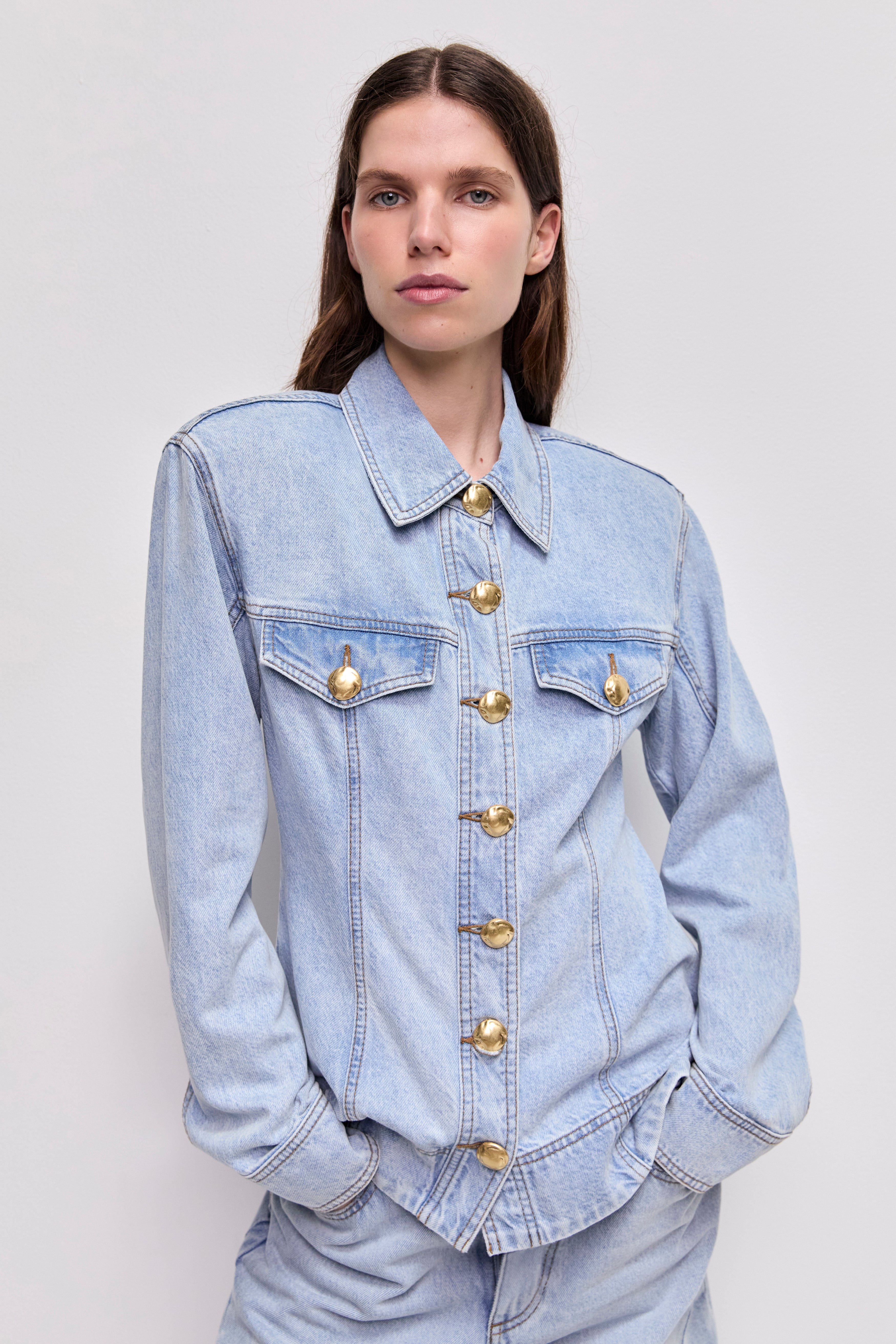 Tia Fitted Denim Shirt