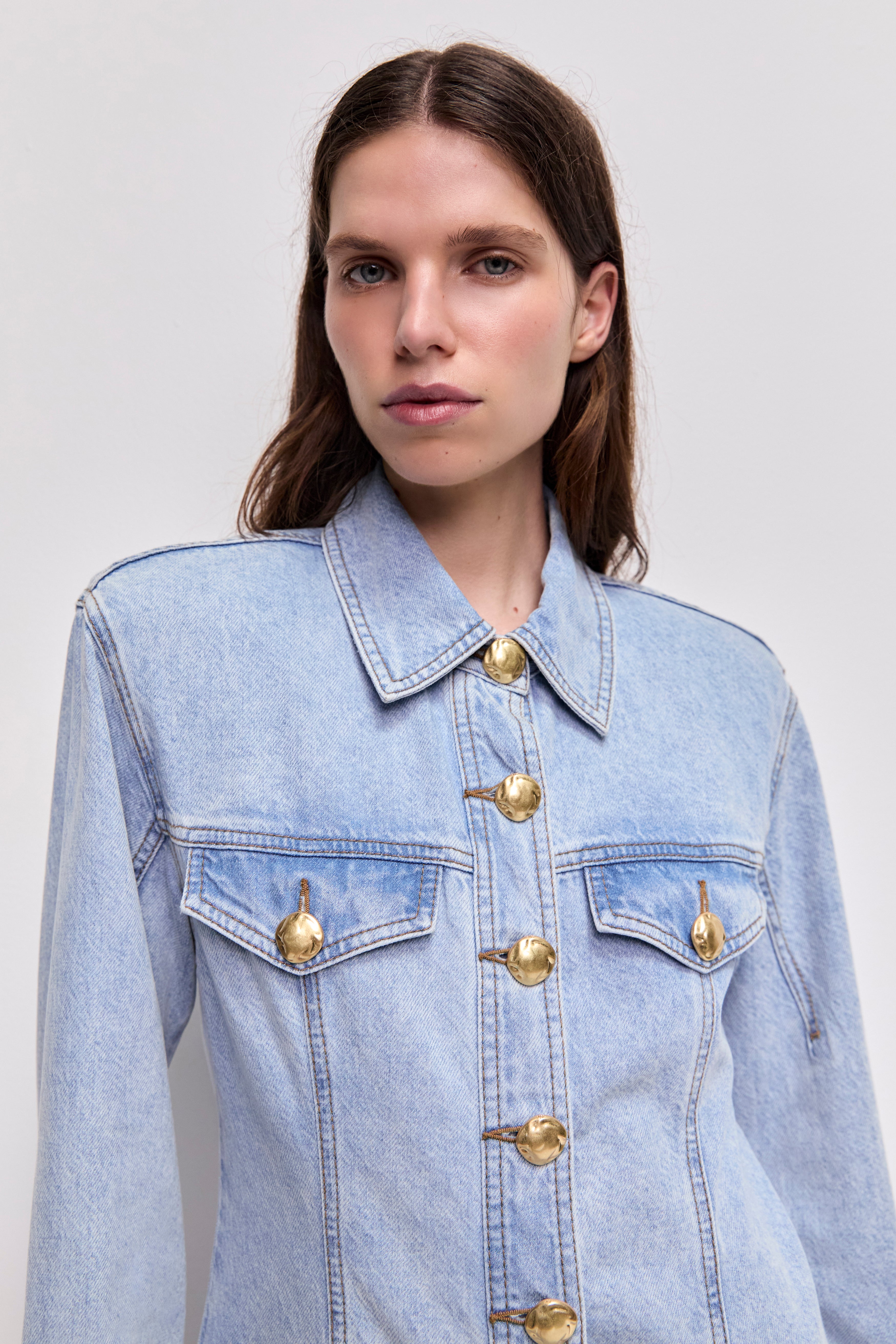 Tia Fitted Denim Shirt
