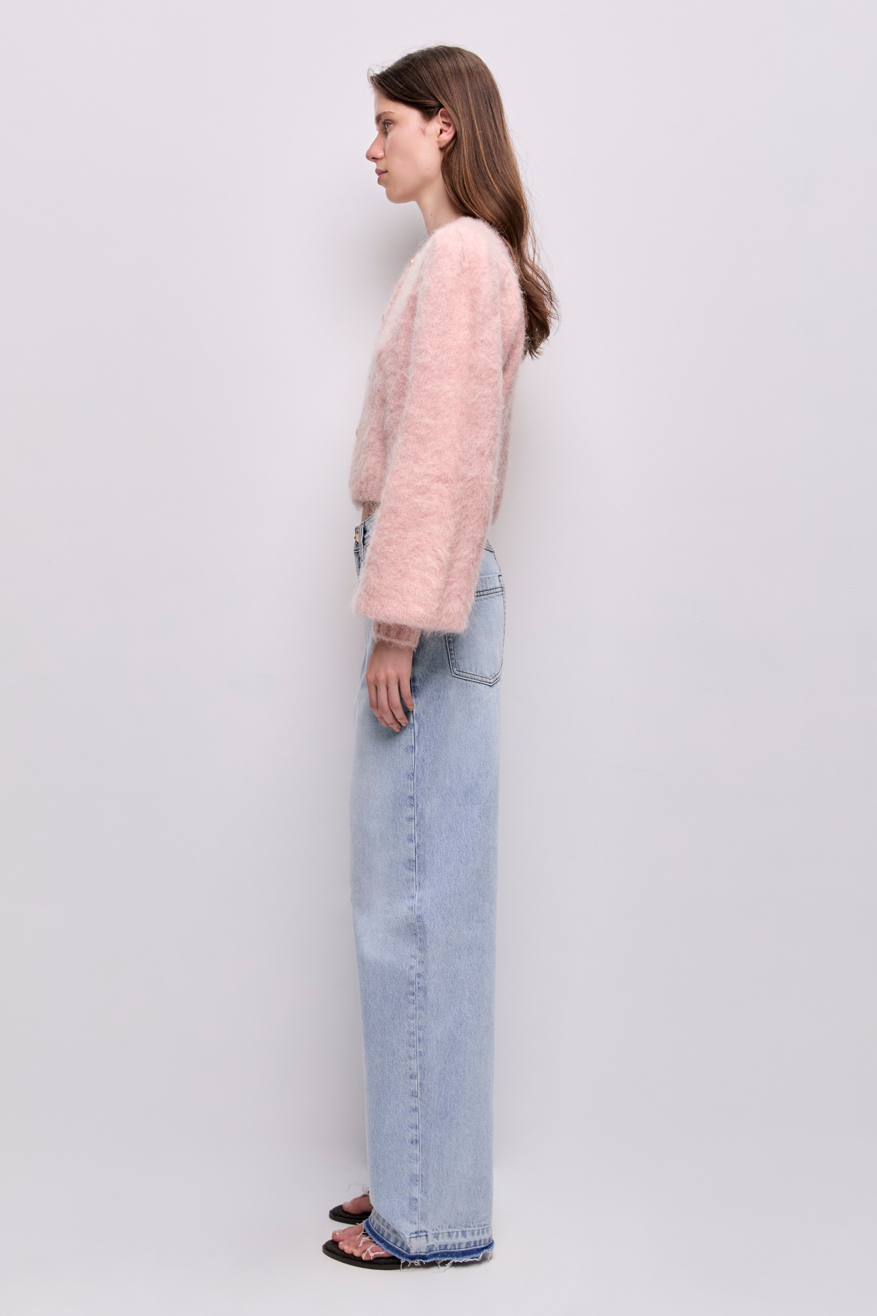 Rene✨パフスリーブカーディガン36 Renee Fluffy Cardigan | Stone Rose | Aje – Aje International