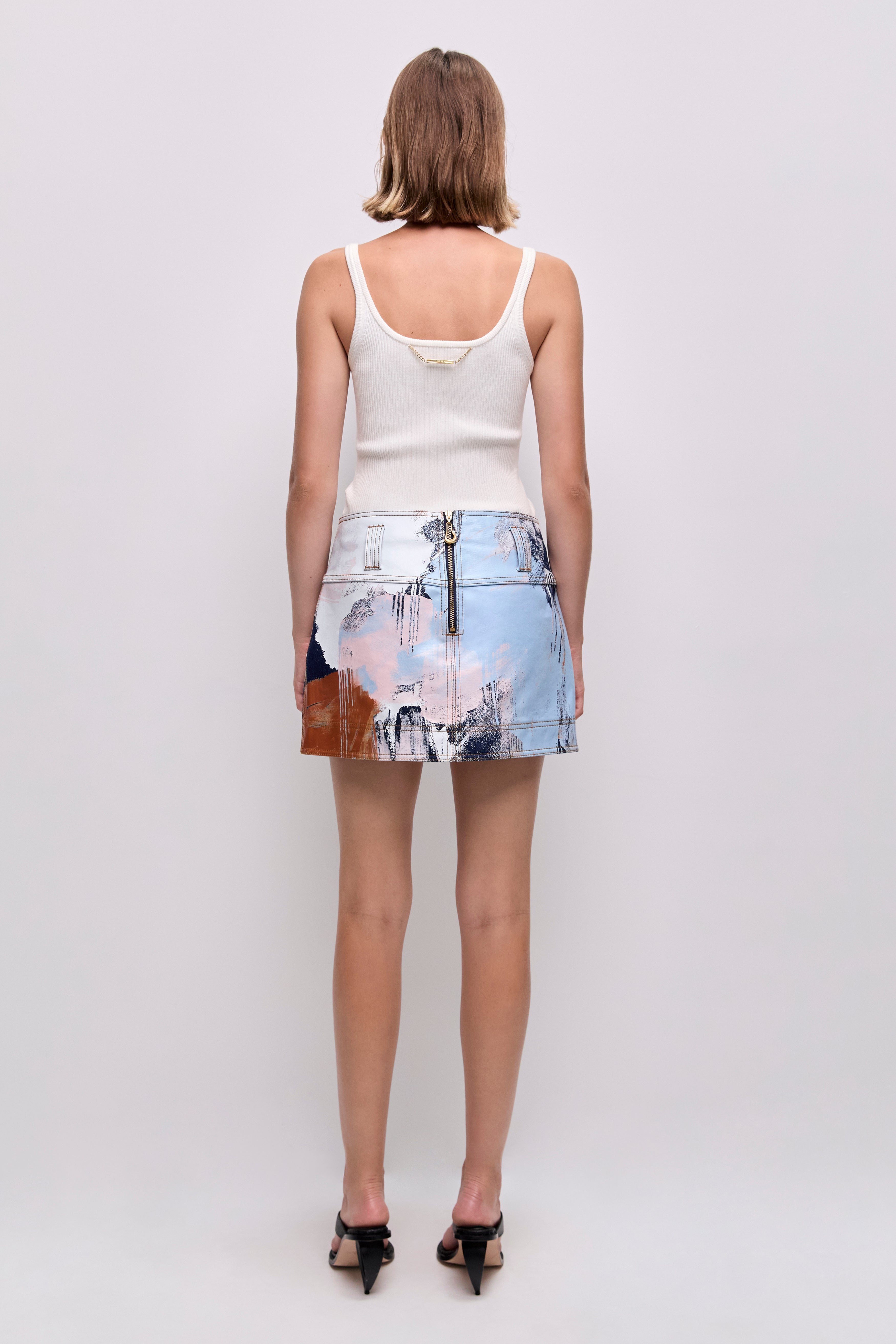 Lettera Denim Mini Skirt