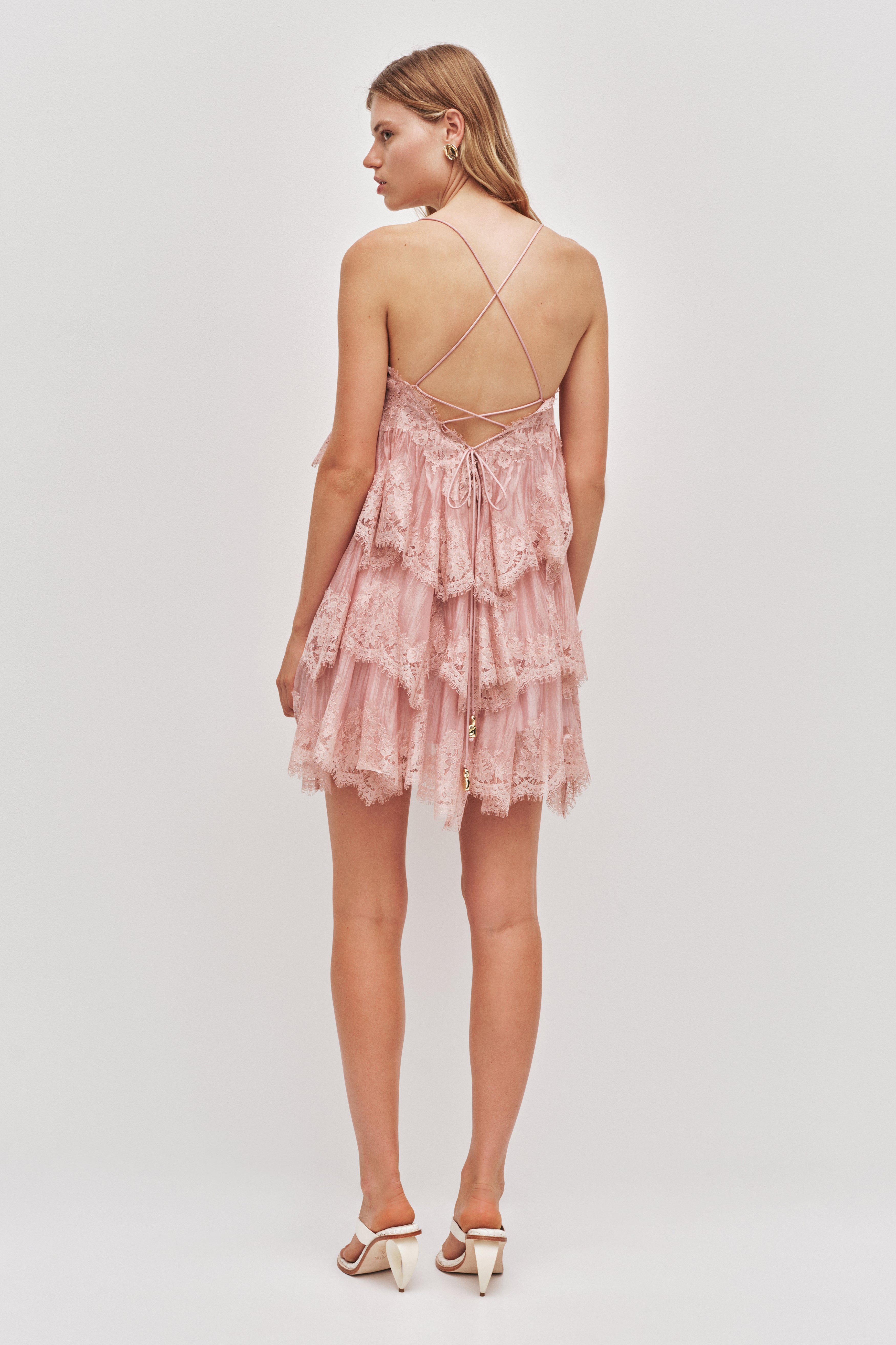 Ophelia Lace Mini Dress-FAWN PINK / 8 Ophelia Lace Mini Dress-FAWN PINK / 8
