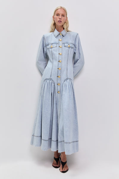 long denim dress for women Noa Maxi Dress-SEASALT / 4 27.5 in. Black Square style-group:DakotaDress Color:vintage blue Effortlessly stylish and versatile