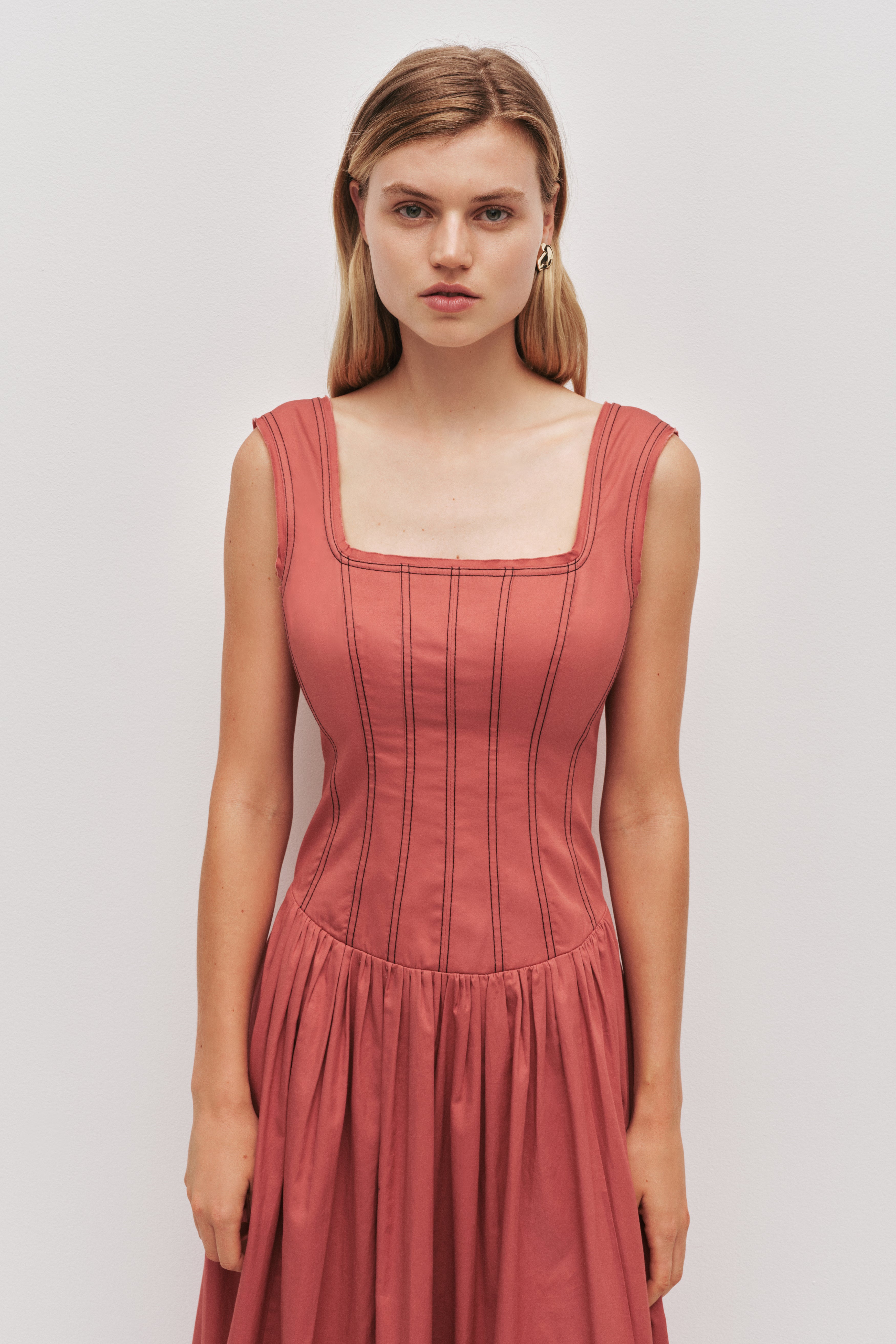 strapless open back dress Celine Dress in Coral | Plus Size Dresses main image 1