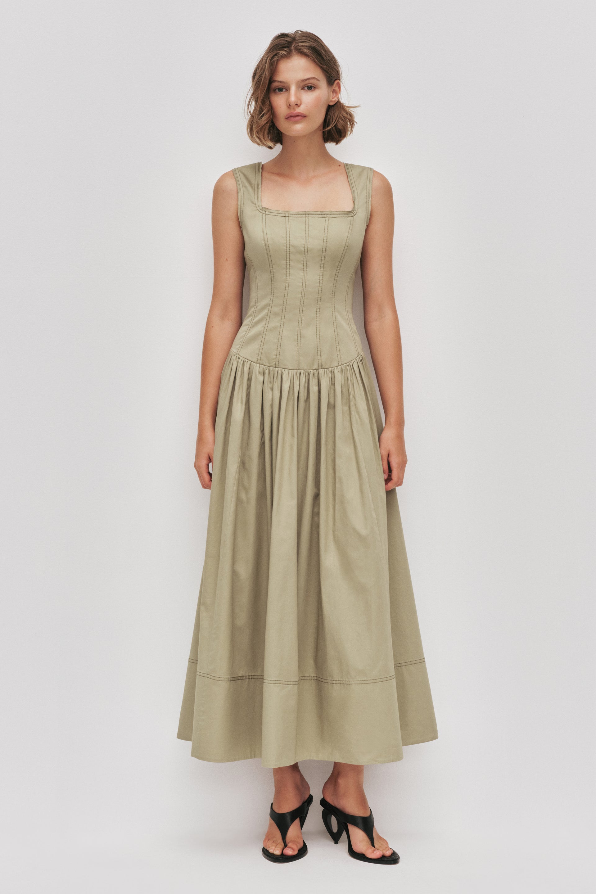 Parallel Midi Dress | Moss
