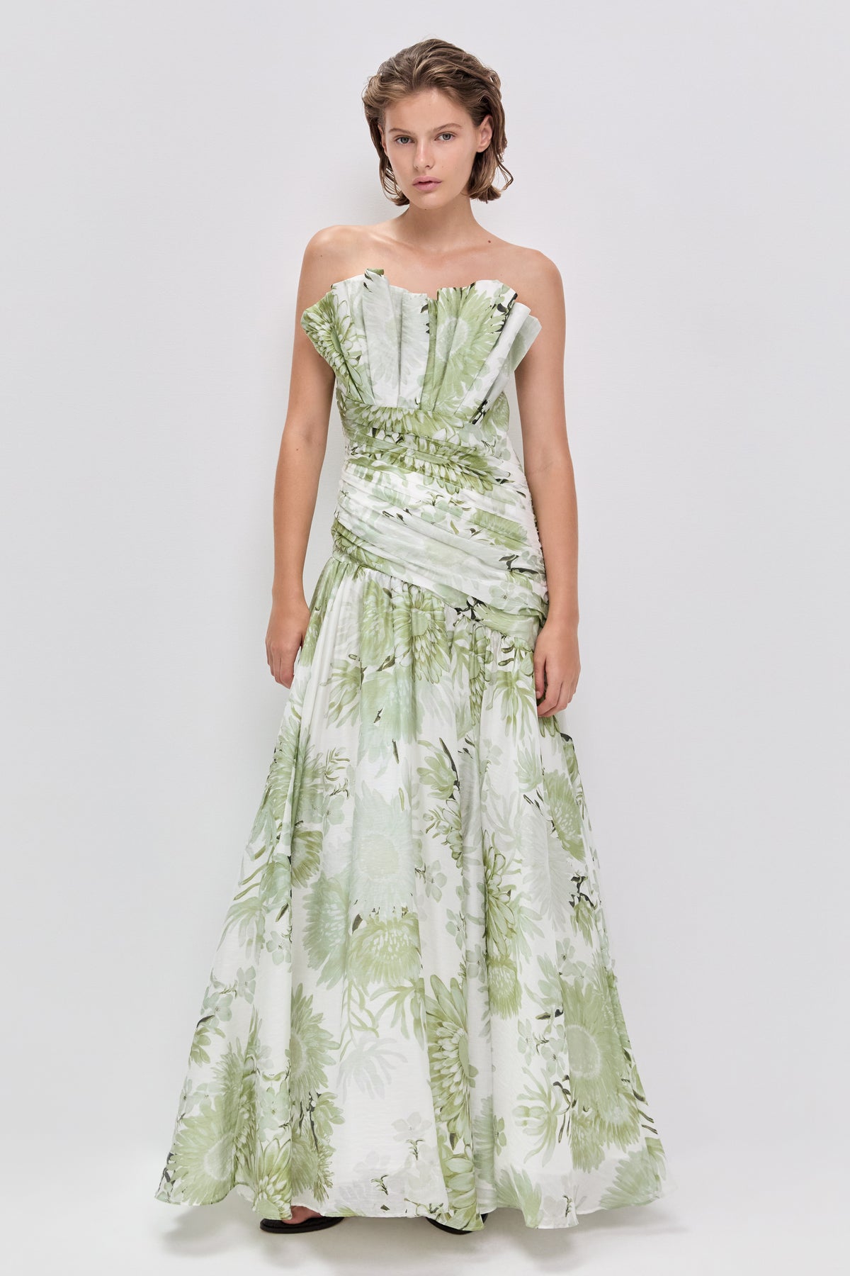 aje olive green dress Reflector Gown Maxi dress