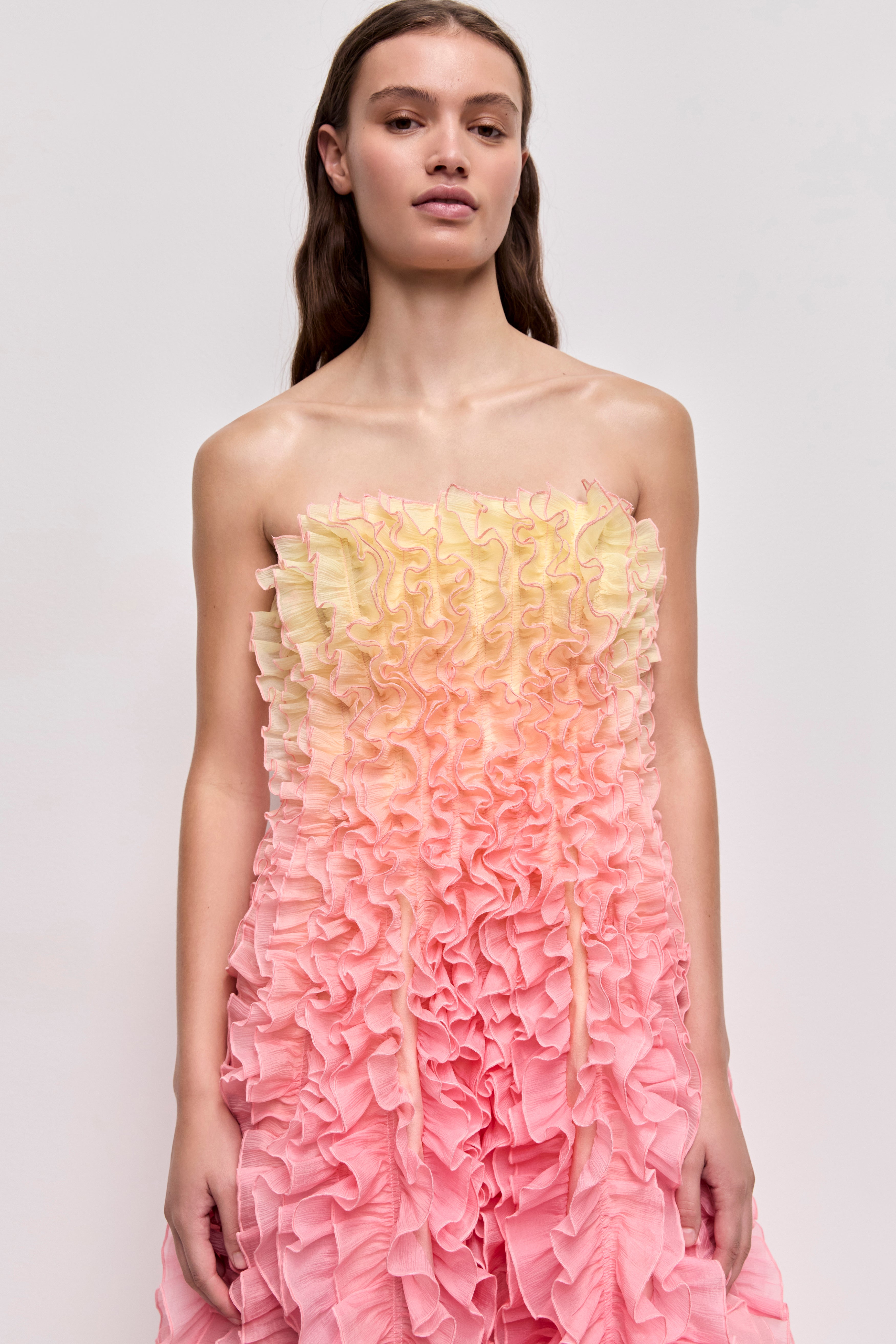 aje synergy frill midi dress Delphie Frill Midi Dress | Aurora